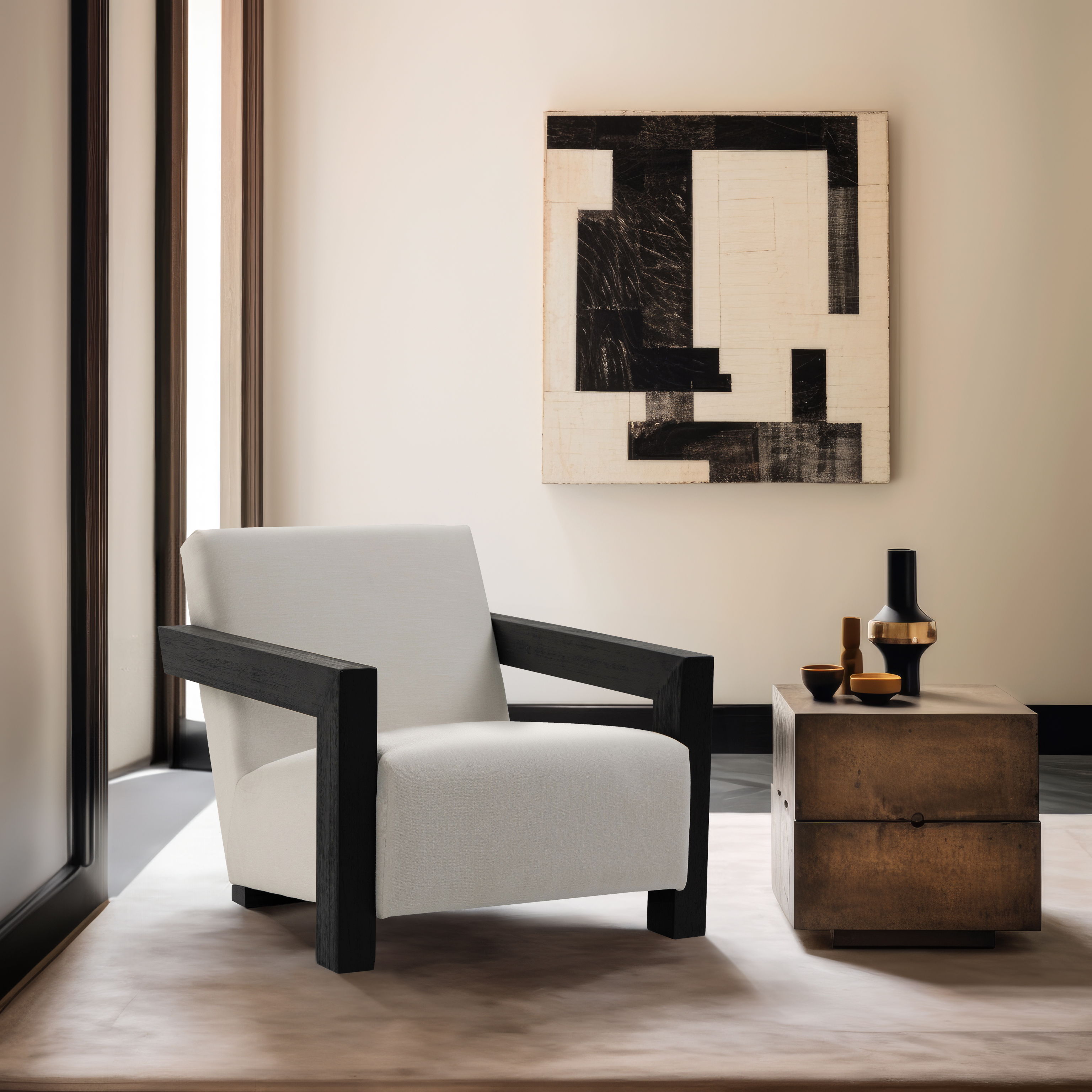 Ward - Accent Chair - Cream / Black