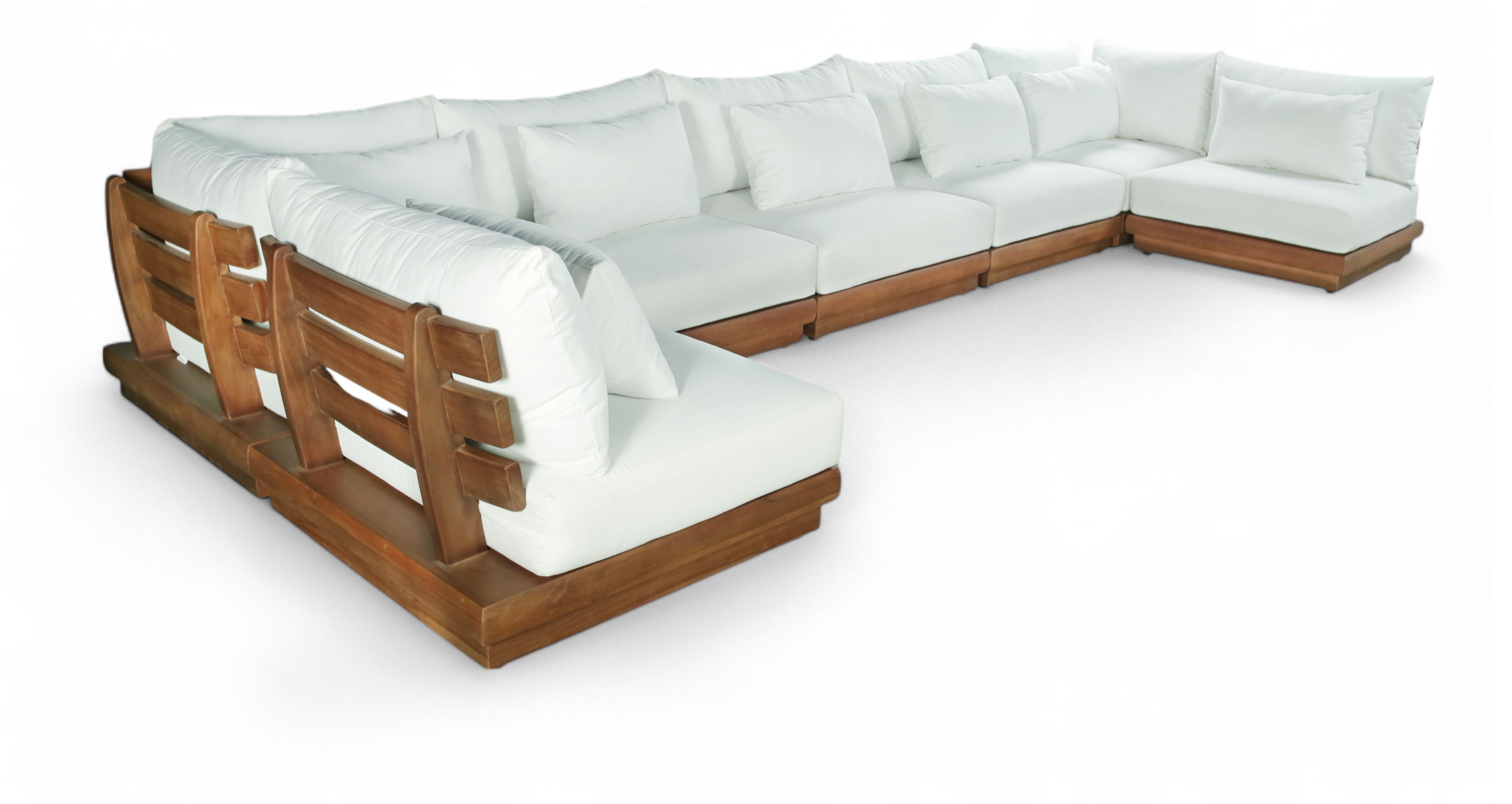 7 Pc · Water Resistant Fabric 187" Upholstered Outdoor Patio Modular Sectional - Off