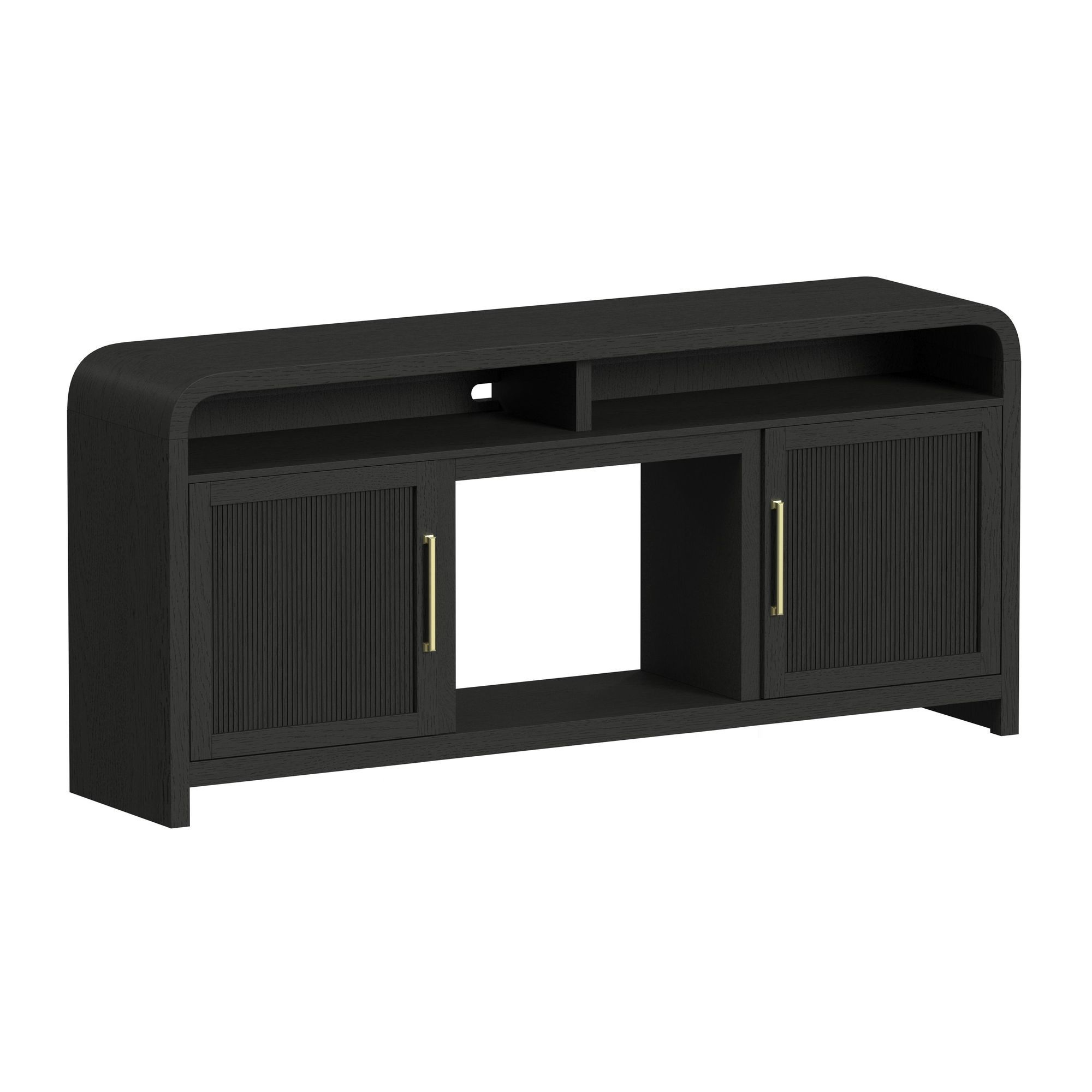 Ridgemont - 70" TV Console Without Fireplace Insert - Black With Grain