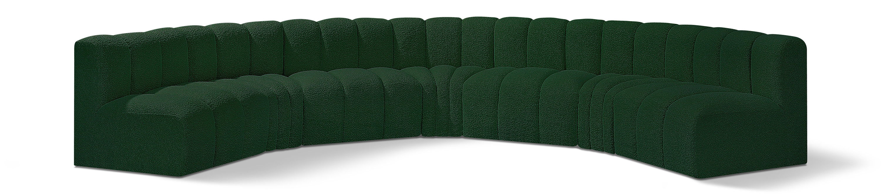 Arc - Boucle Fabric 7 Piece U-Shaped Modular Sofa - Green