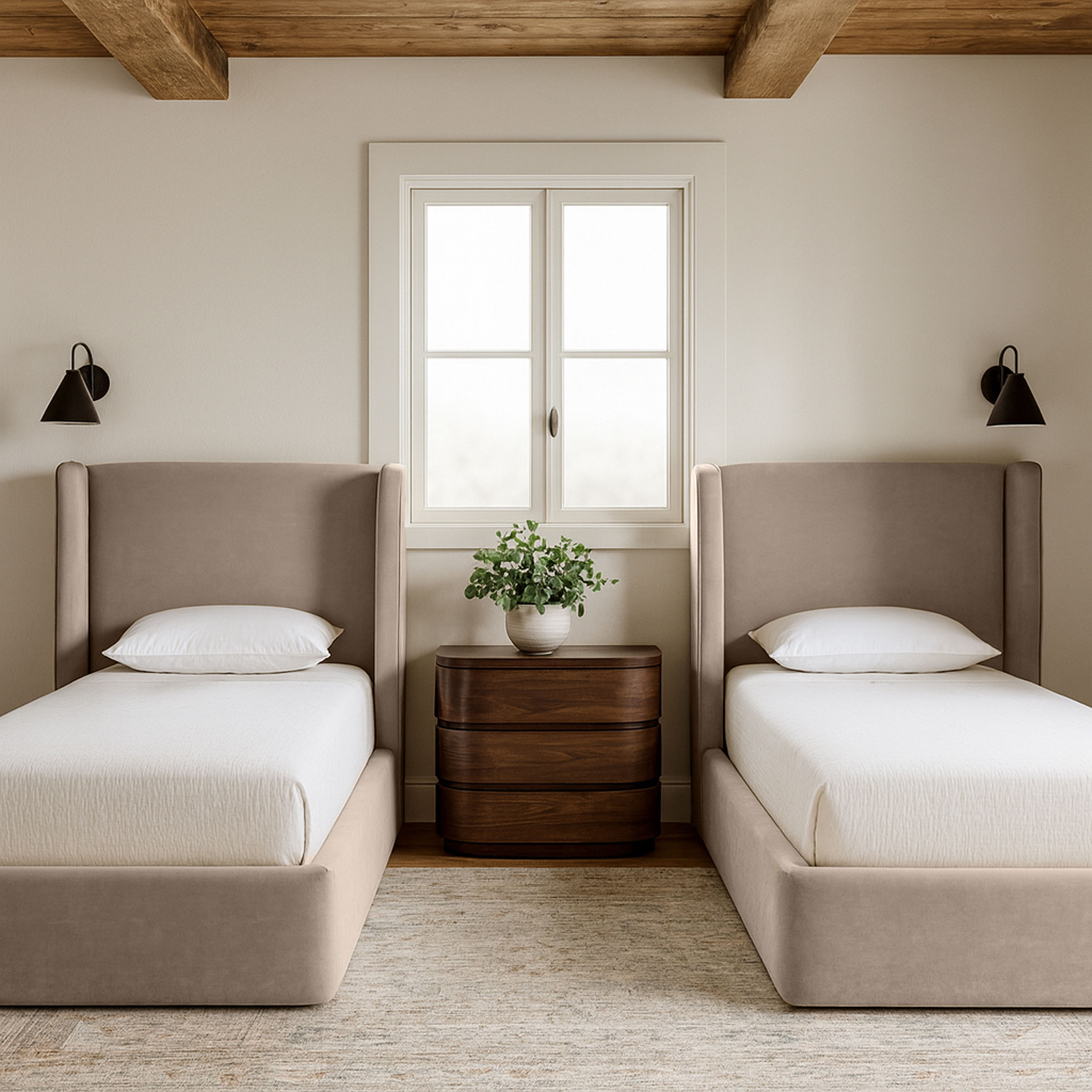 Kendall - Velvet Upholstered Twin Bed - Taupe