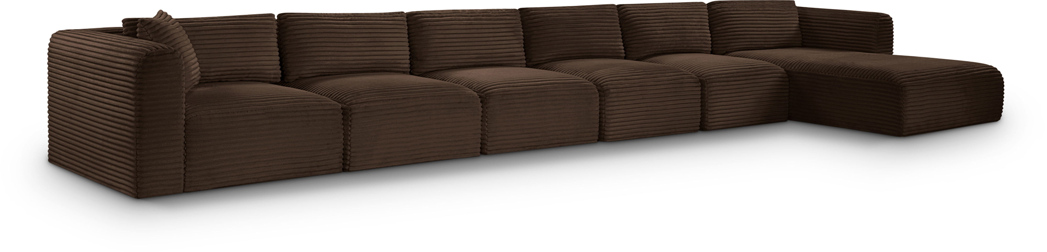 Shaggy - 6 Piece Modular Sectional With Chaise - Brown