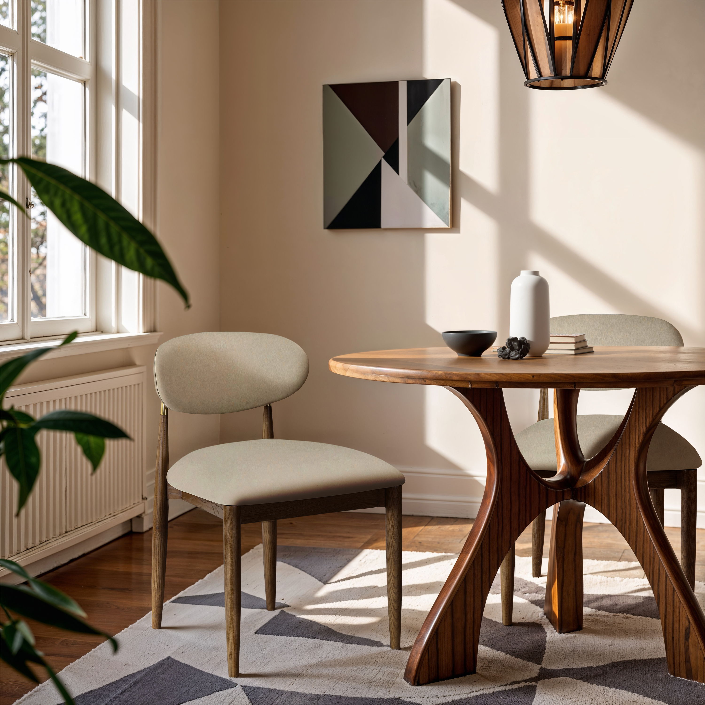 Riccio - Vegan Leather Upholstered Dining Side Chair (Set of 2) - Beige