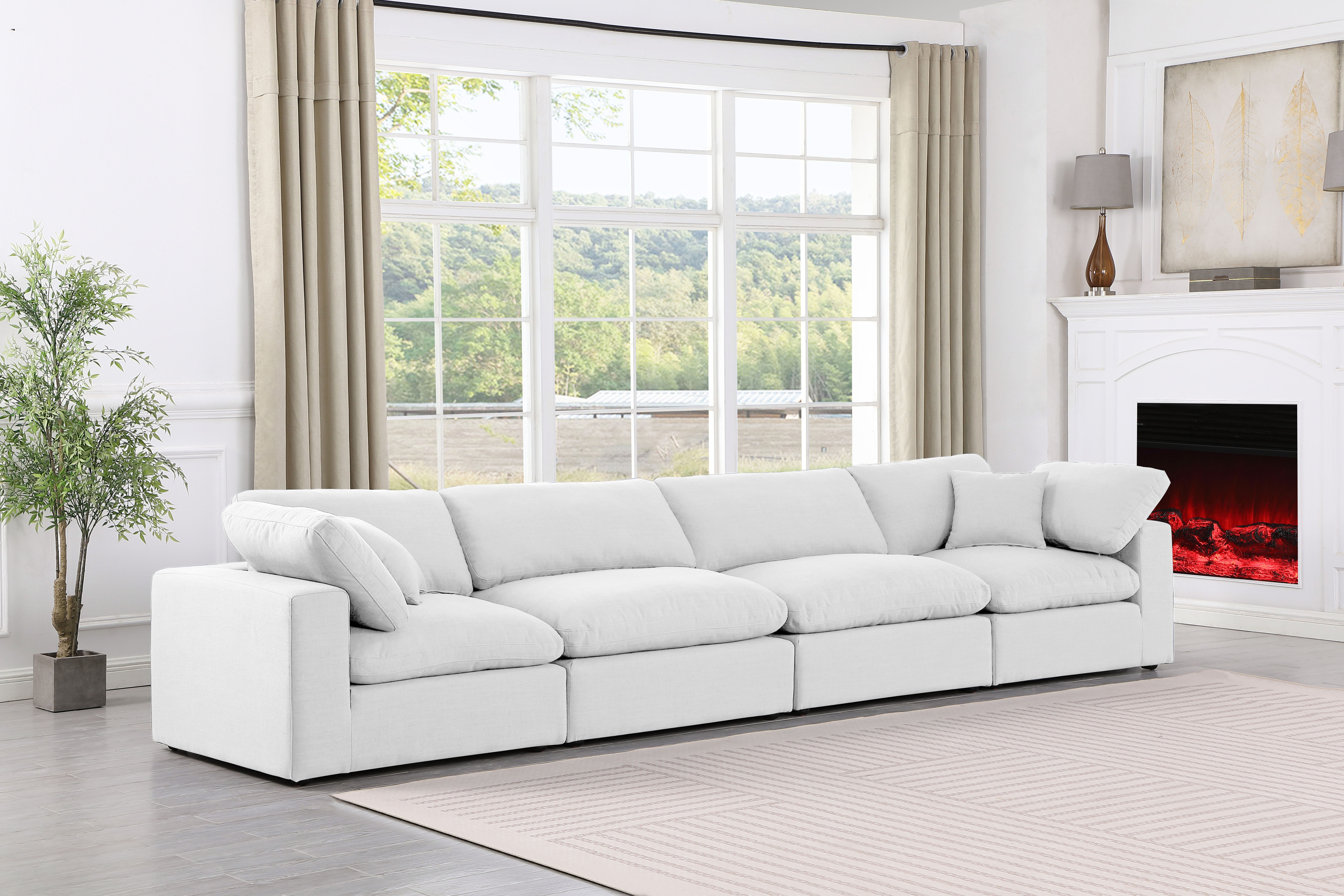 Comfy - Linen Modular Sofa 4 Pieces - Off White