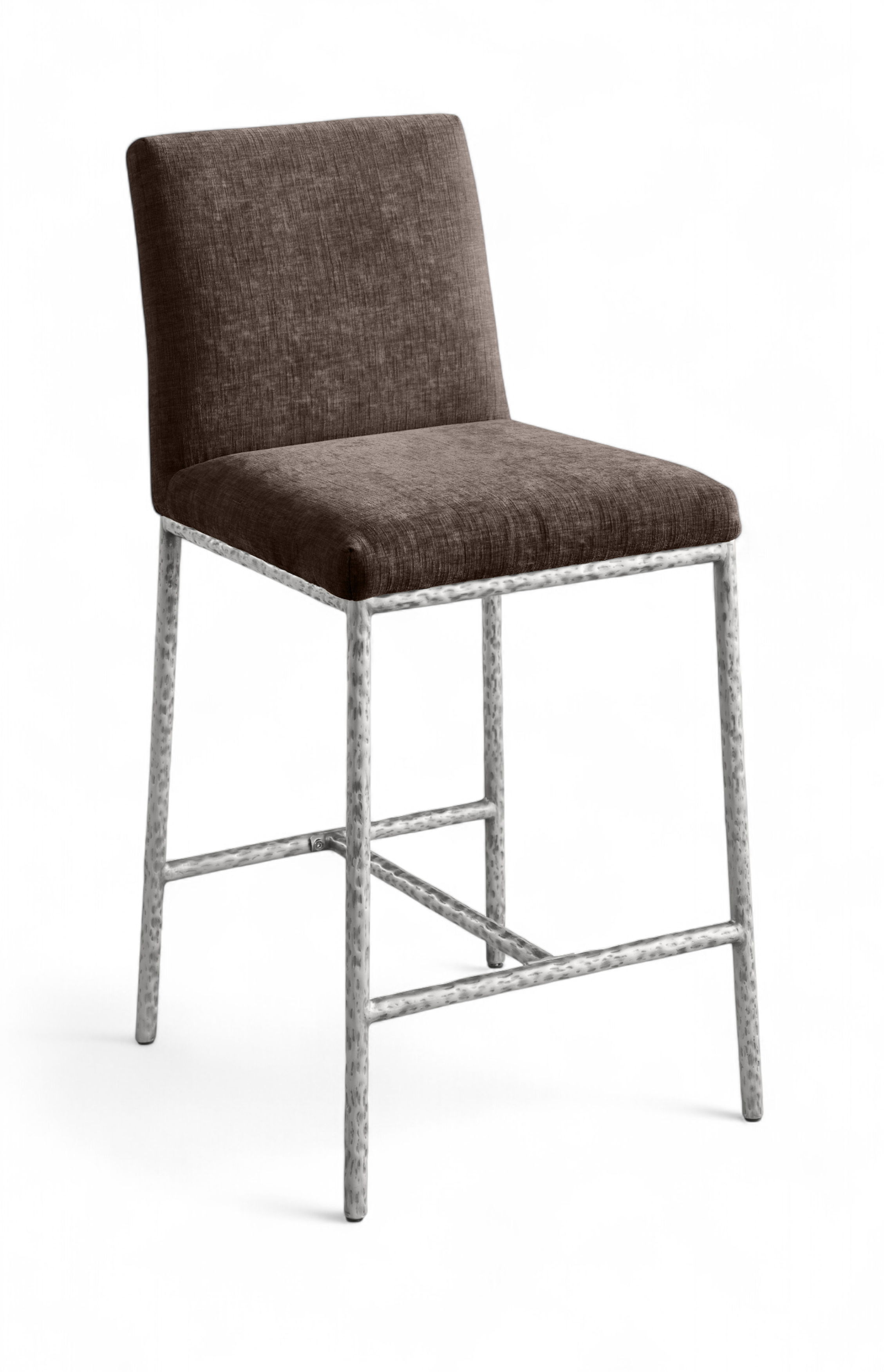 Reeves - Chenille Fabric Upholstered Counter Stool (Set of 2) - Brown
