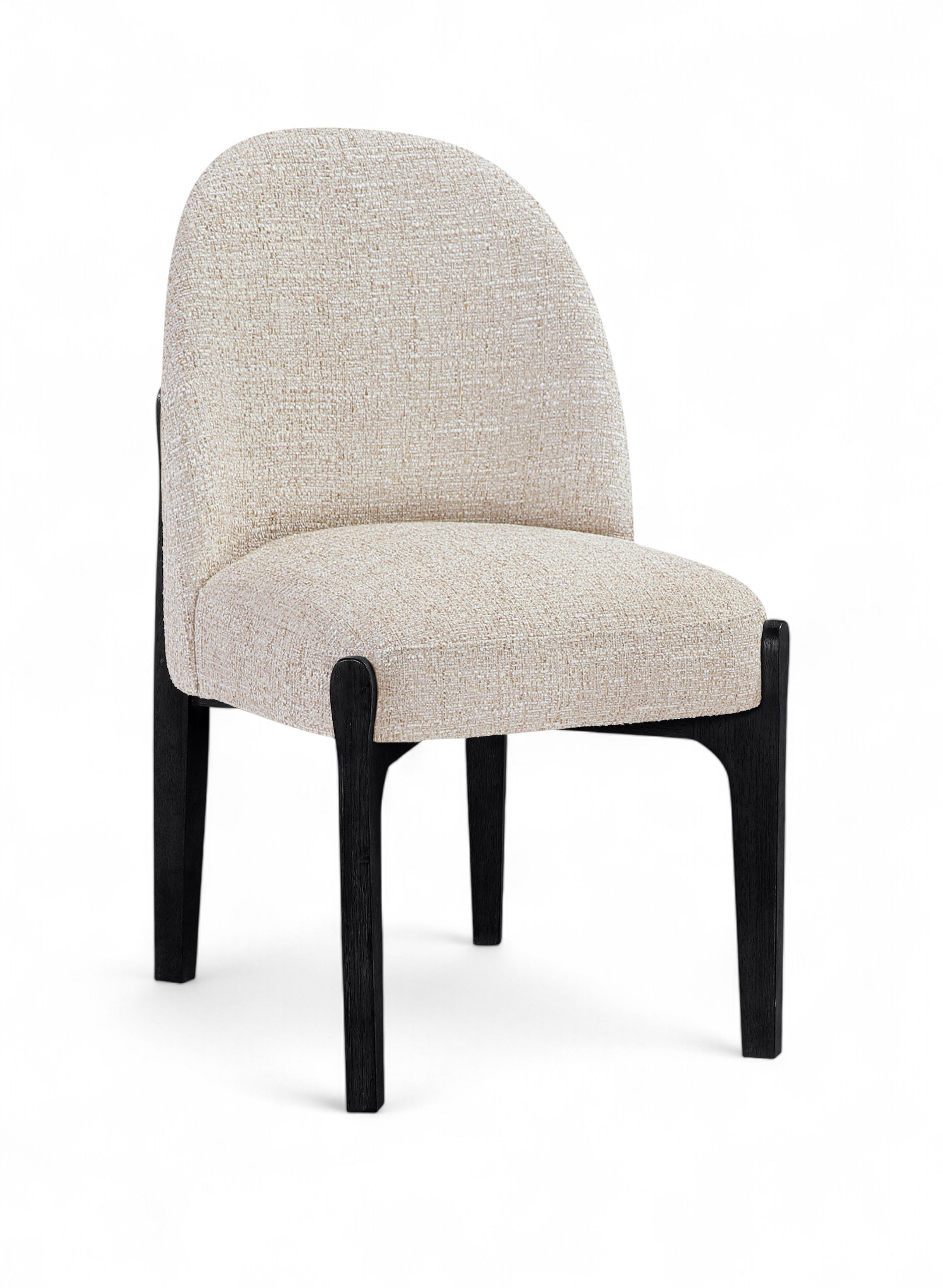 Torino - Fabric Upholstered Dining Chair (Set of 2) - Beige / Black