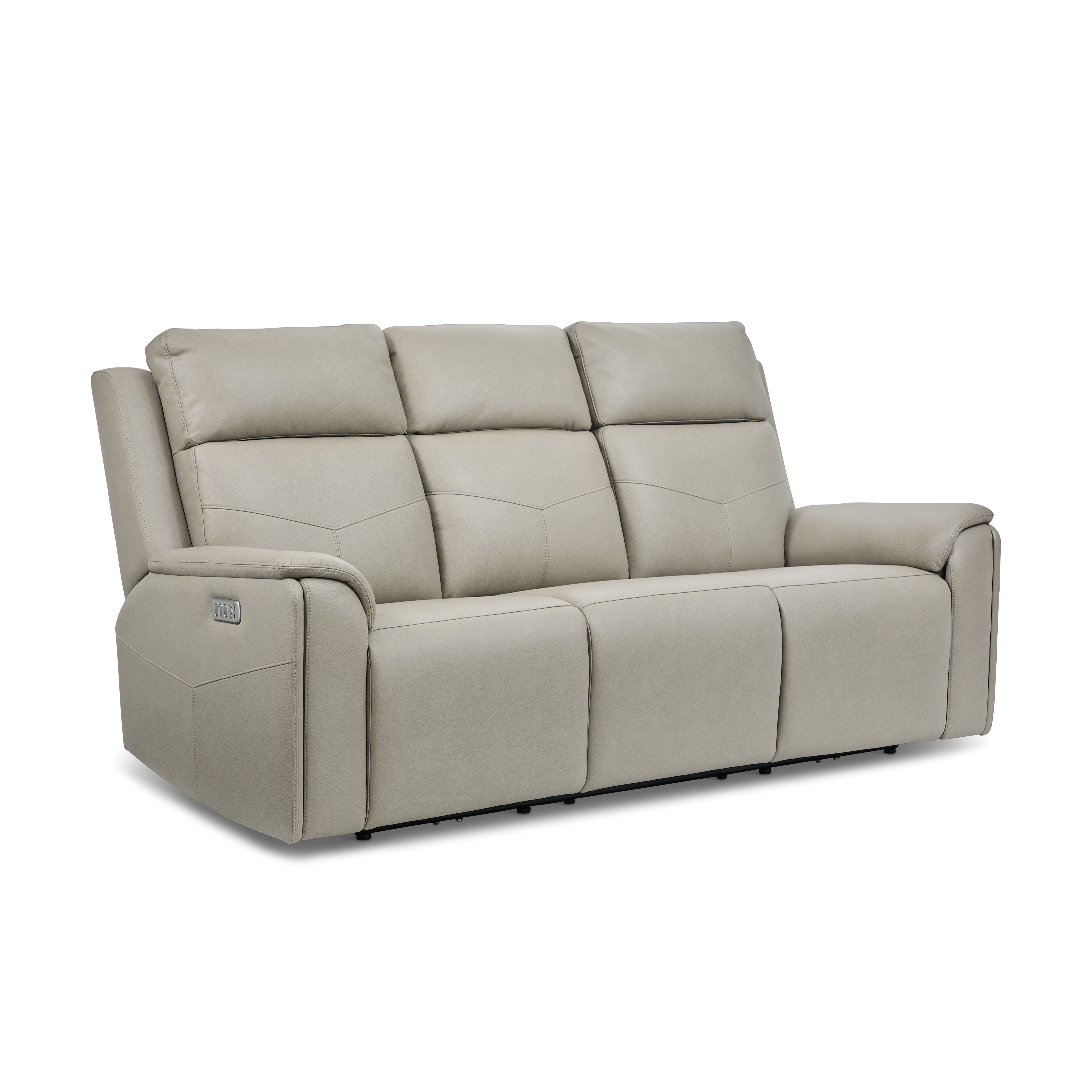 Vernon - Power Reclining Sofa With Console, Power Headrest, Lumbar, Heat & Massage - Beige, light gray