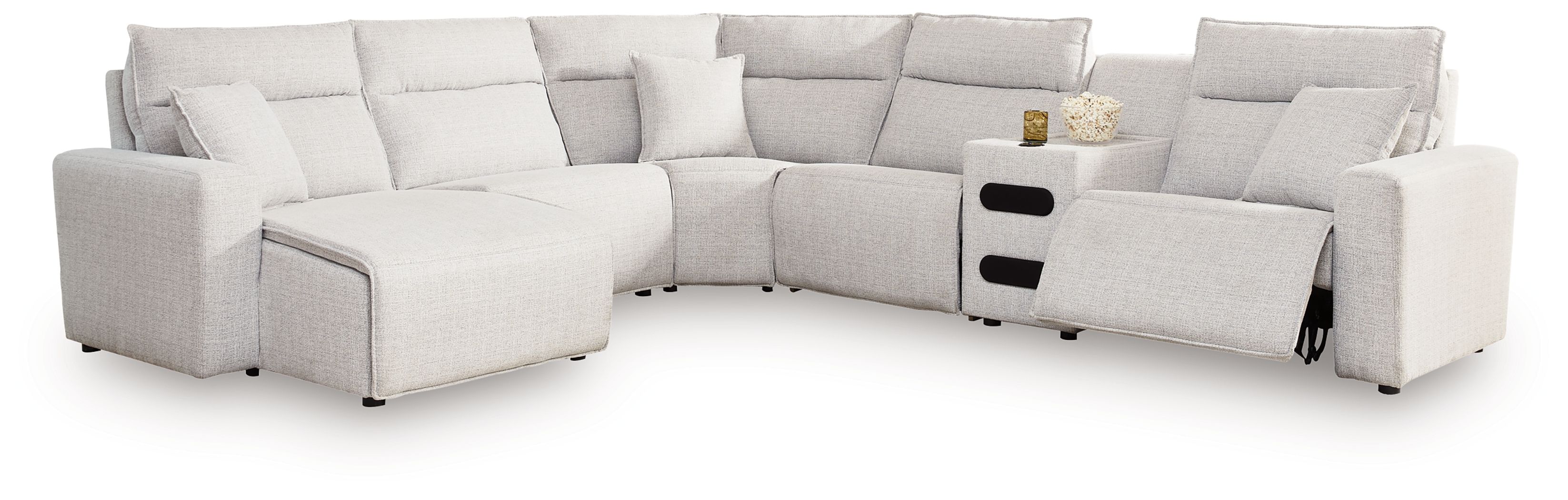6 Pc · Power Reclining Sectional With LAF Press Back Power Chaise And Audio Console