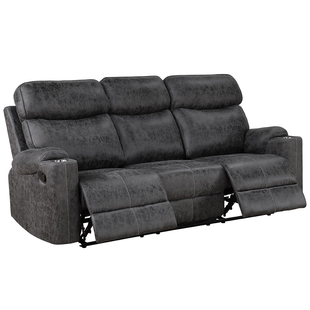 Hirah - Motion Sofa - Dark Gray Polish Microfiber, dark gray, view 2