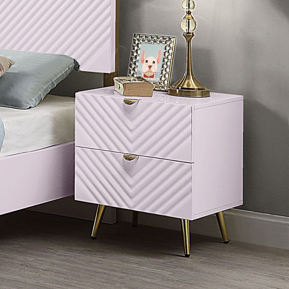Gaines - Nightstand - Pink High Gloss, pink