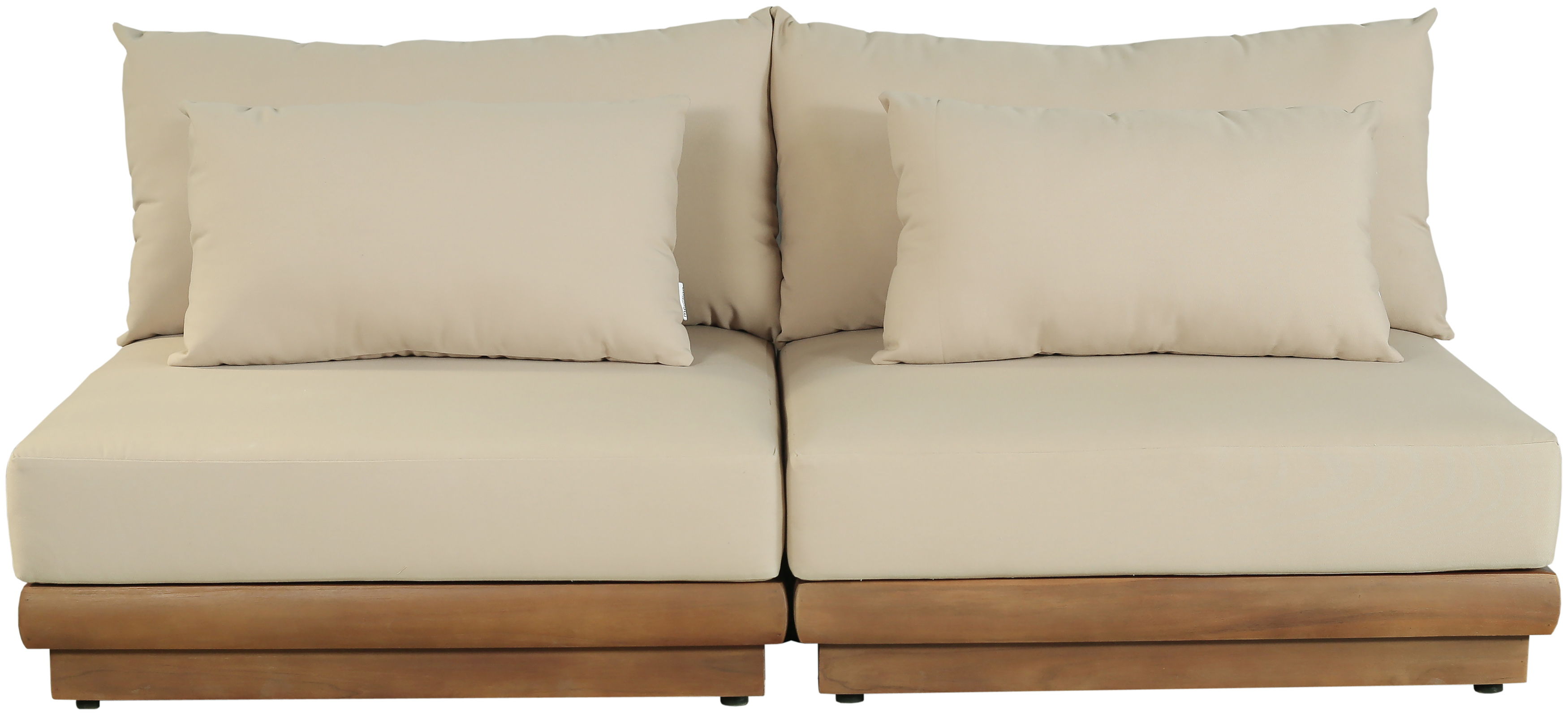 Mirella - 2 Piece Water Resistant Fabric 74" Upholstered Outdoor Patio Modular Loveseat - Tan