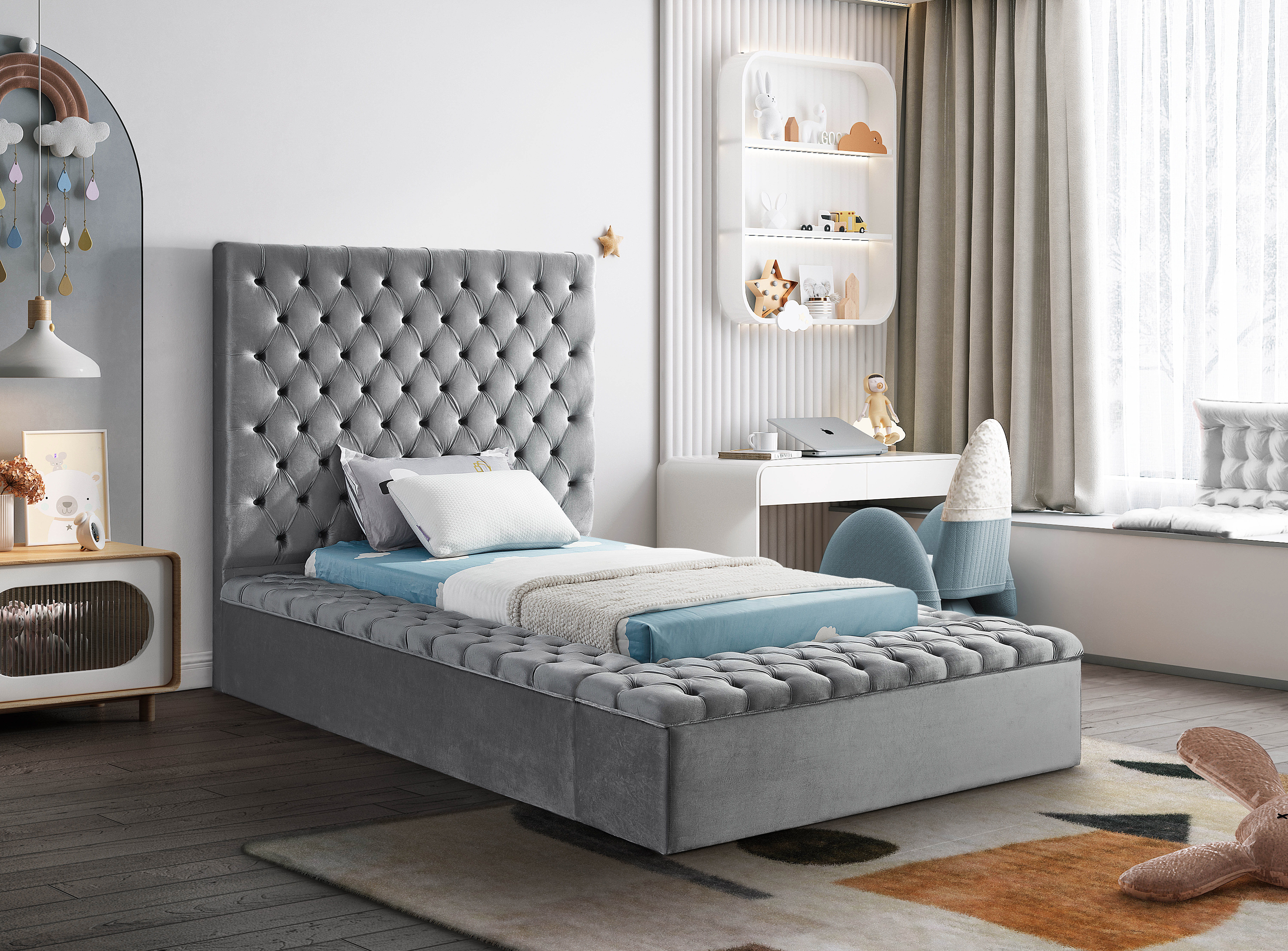 Bliss - Twin Bed - Gray