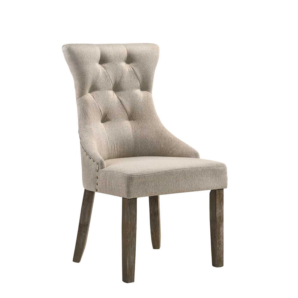 Gabrian - Side Chair (Set of 2) - Two-Tone Beige Fabric & Reclaimed Gray, beige