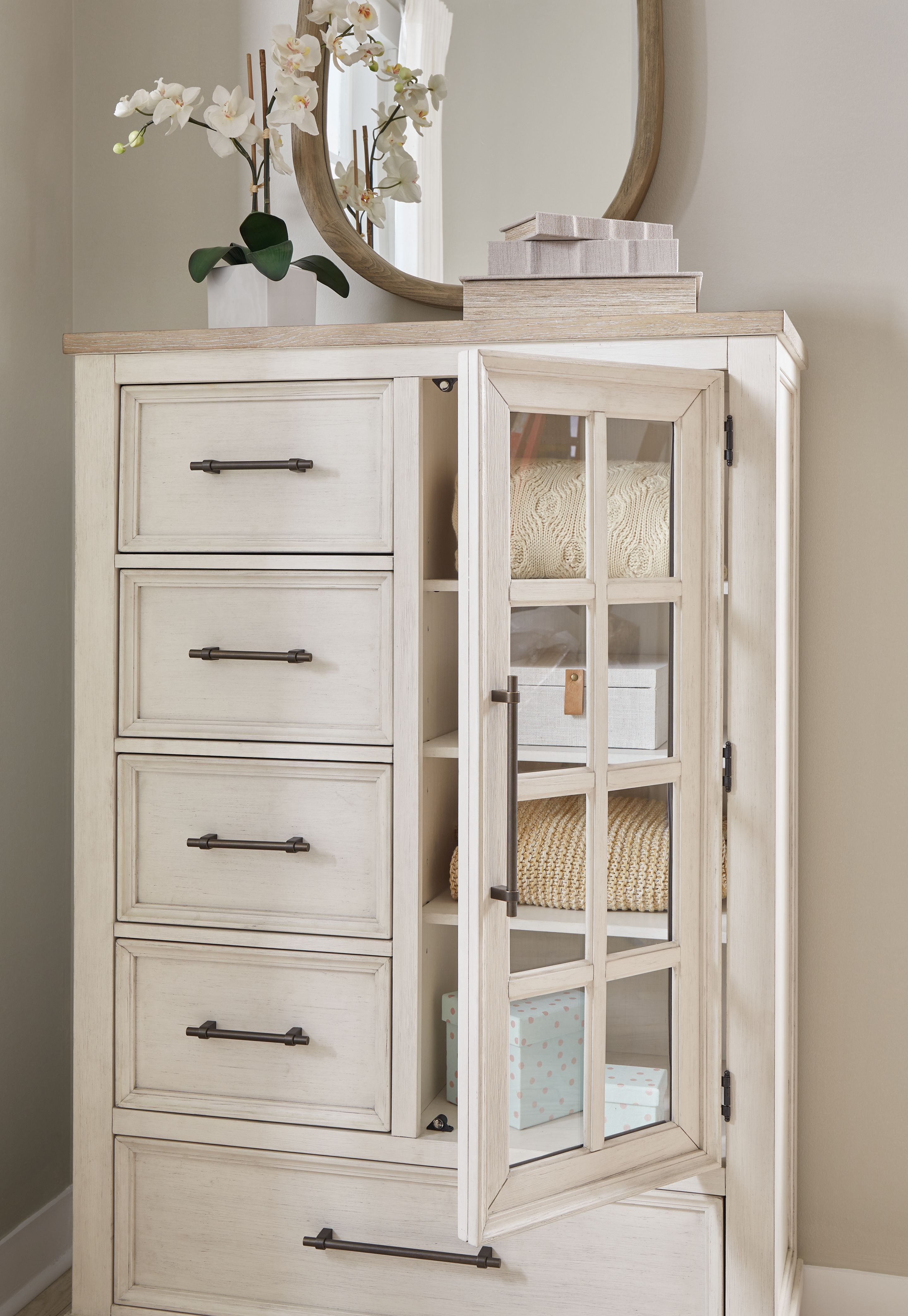 Ashley Furniture Shaybrock - Door Chest - Antique White / Brown - Image 7