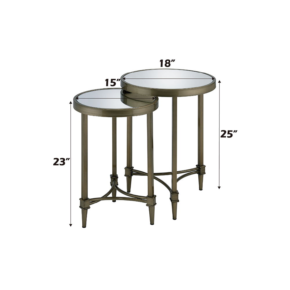 Aditya - Nesting Table - Mirrored & Antique Brass, gold, view 4