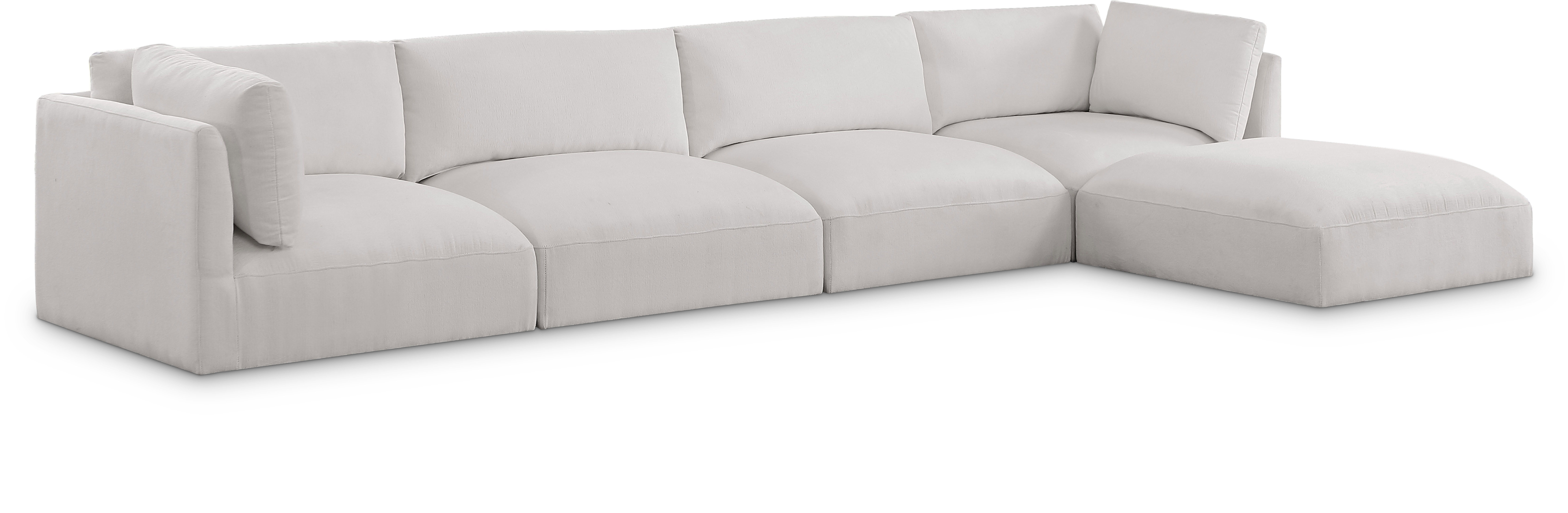 Ease - 5 Piece Modular Sectional With Chaise - Cream