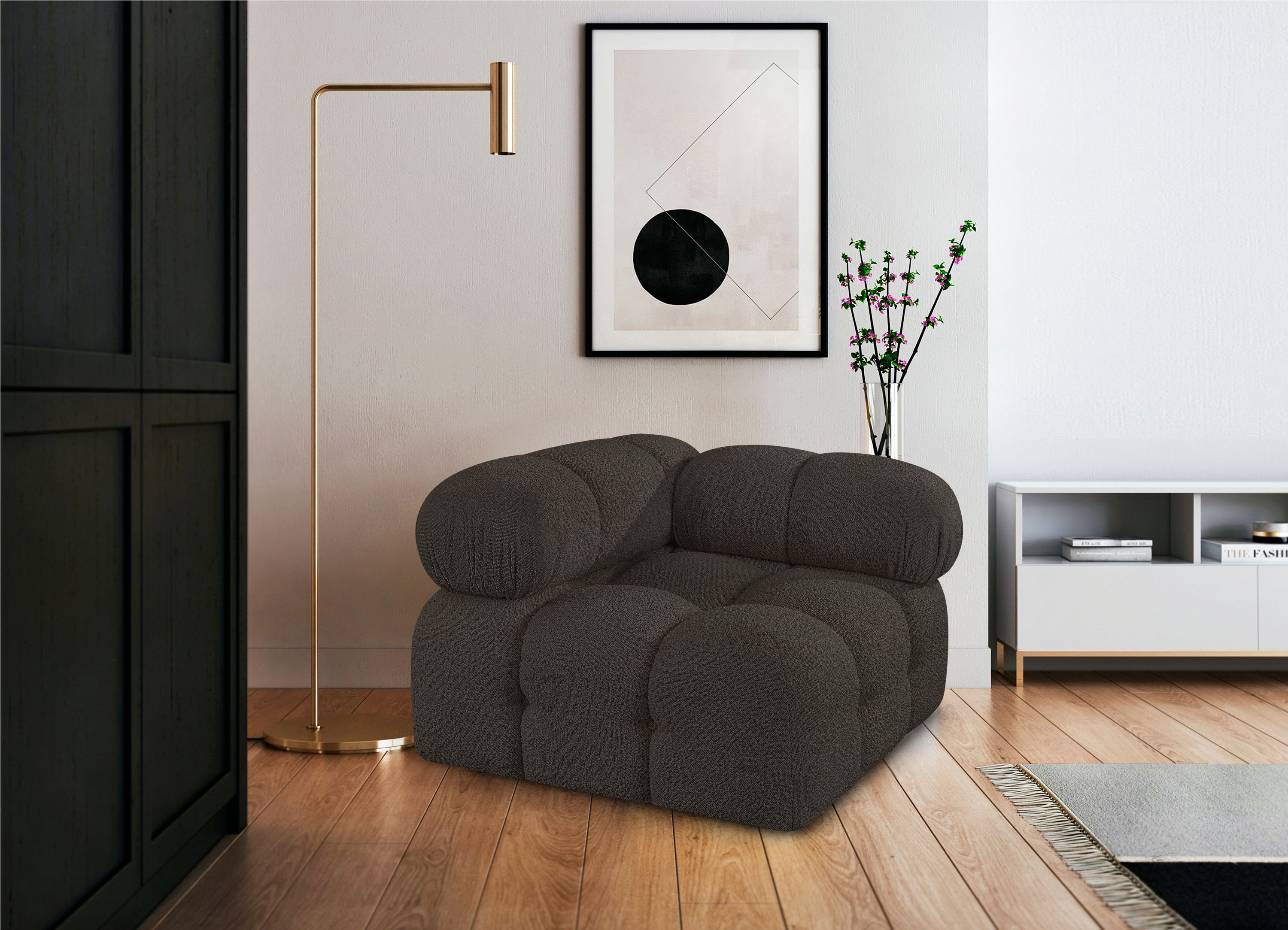 Ames - Corner Chair - Brown