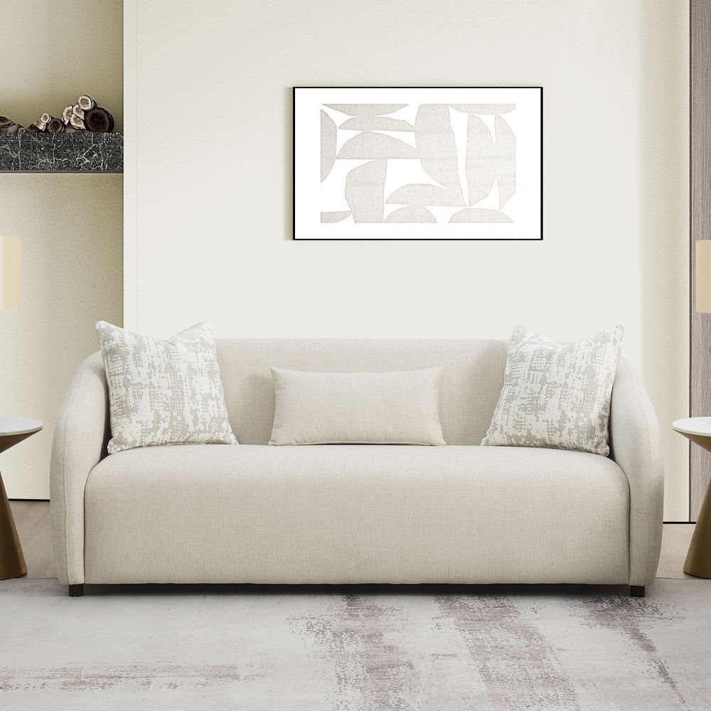 Etienne - Sofa With 3 Pillows - Beige Linen, beige