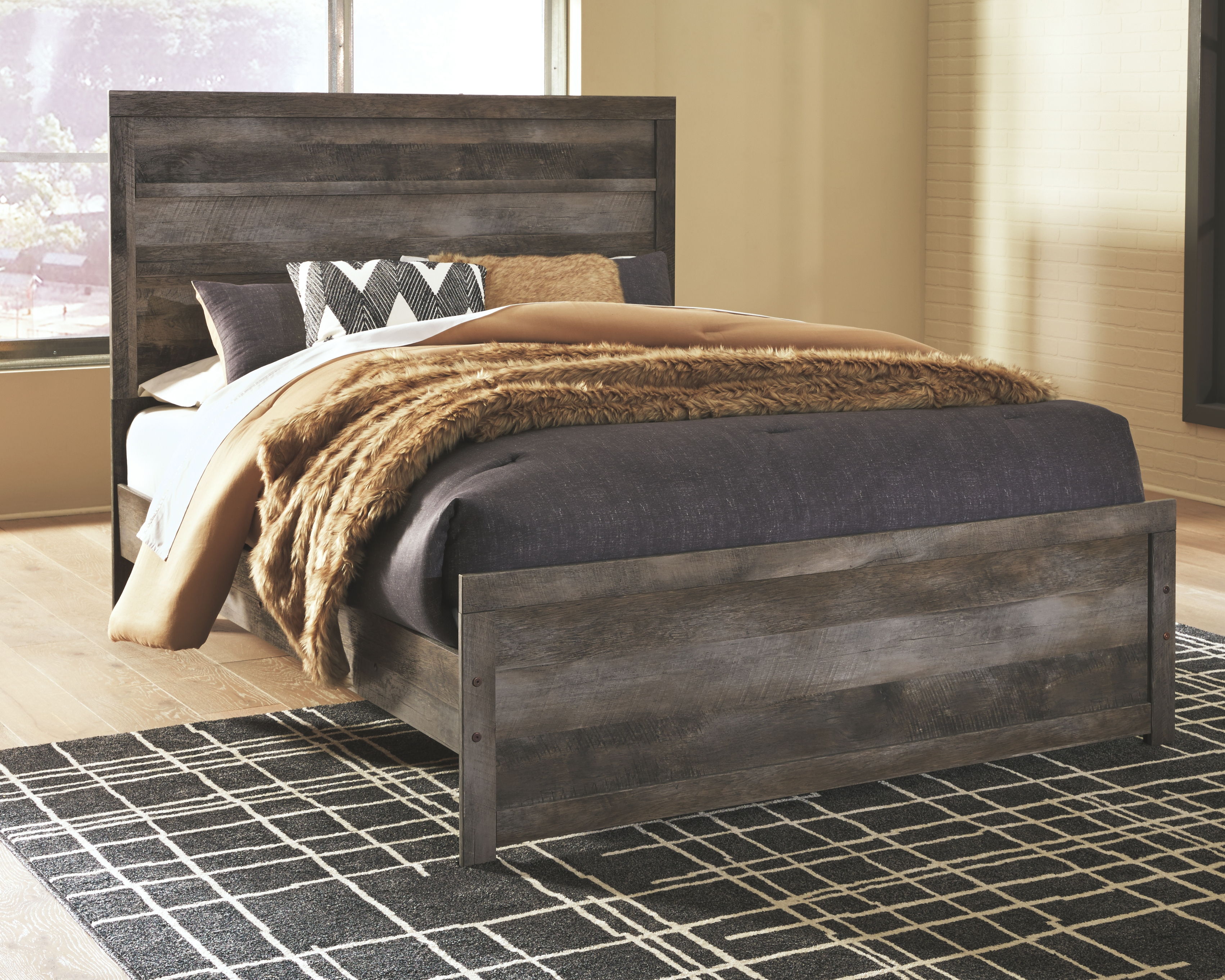 Ashley Furniture Wynnlow - 6 Pc. - Dresser, Mirror, King Panel Bed, 2 Nightstands - Gray - Image 8
