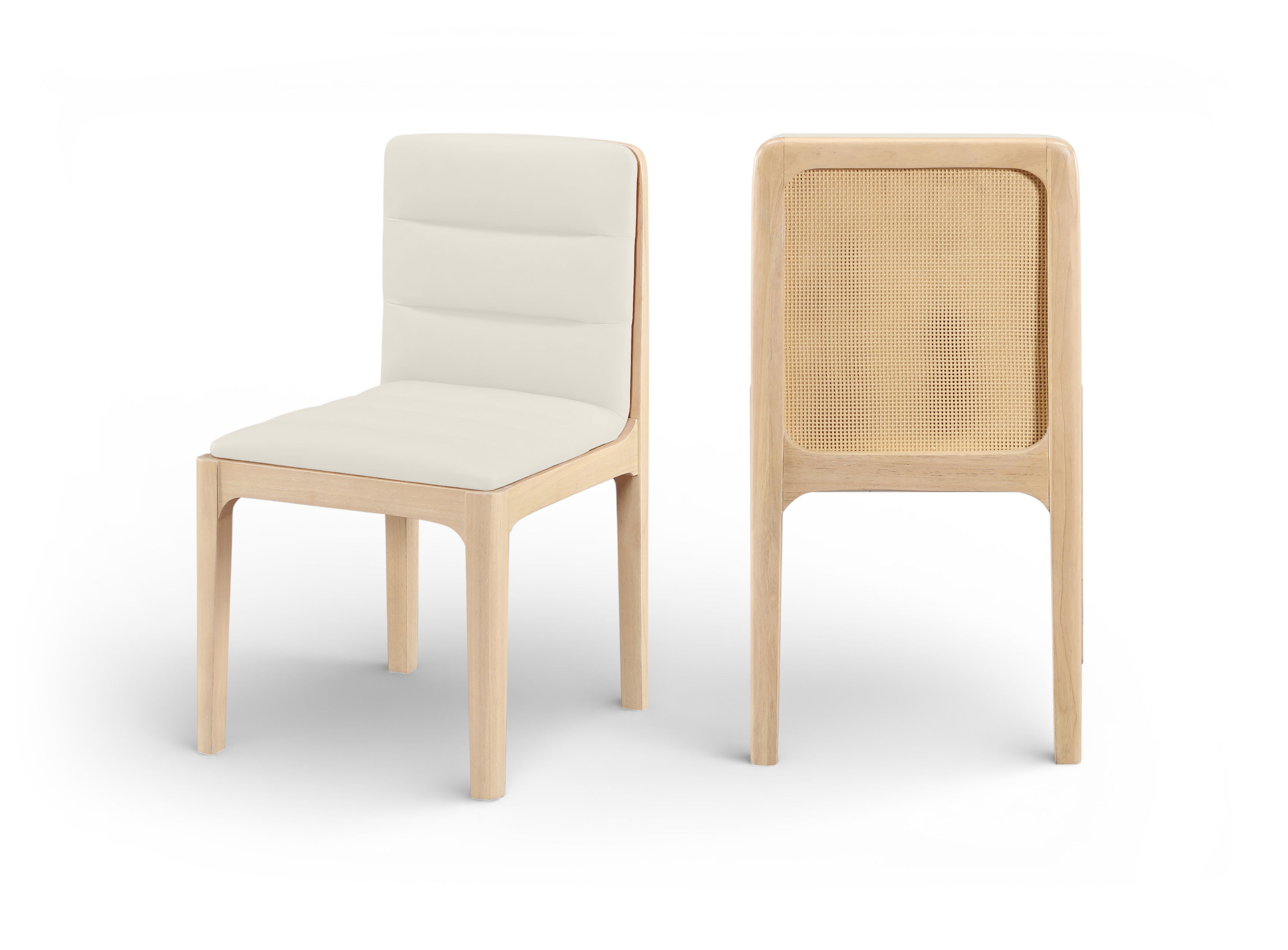 Ellis - Vegan Leather Upholstered Dining Chair (Set of 2) - Cream / Natural