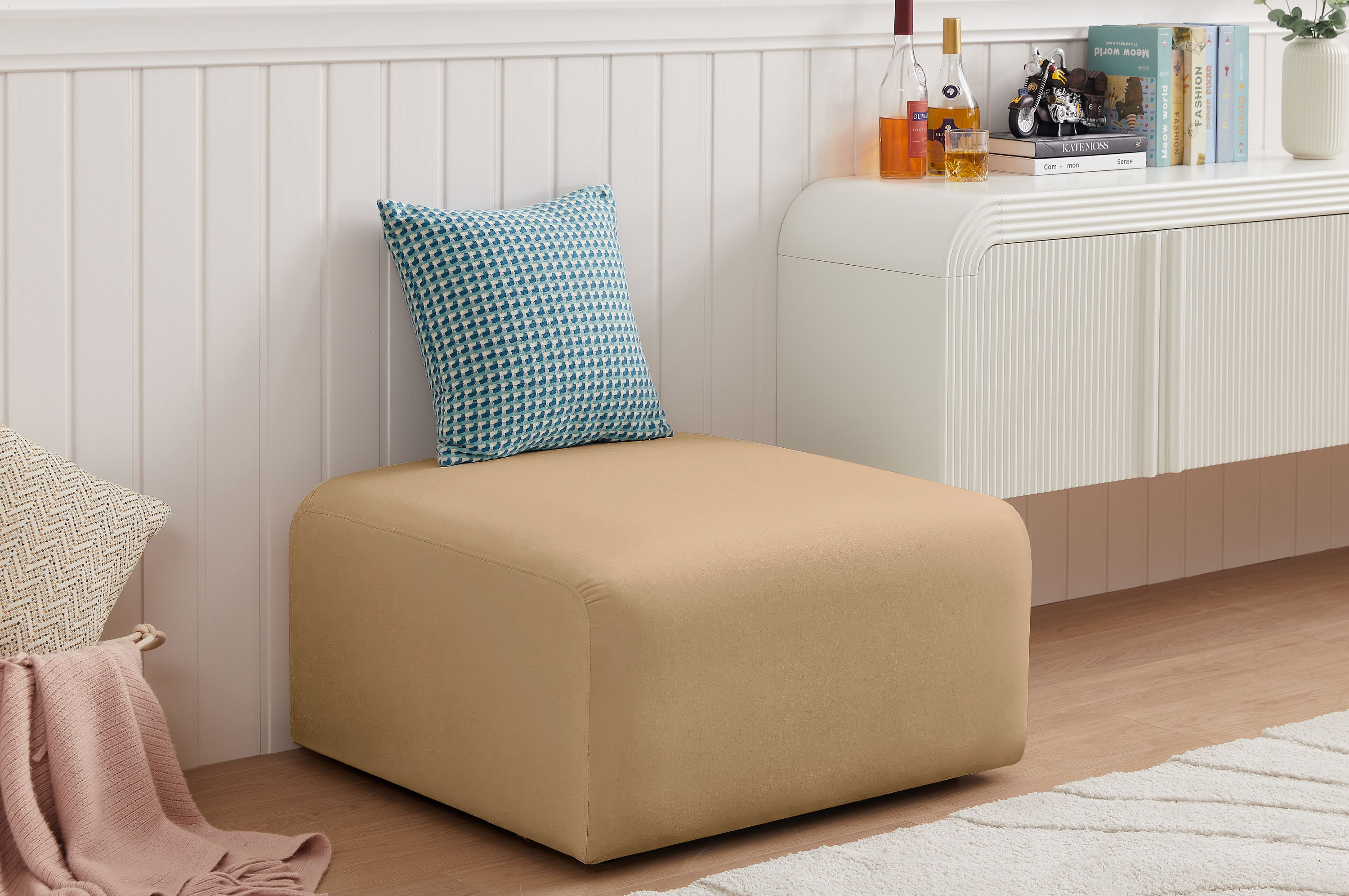 Arc - Velvet Ottoman - Camel