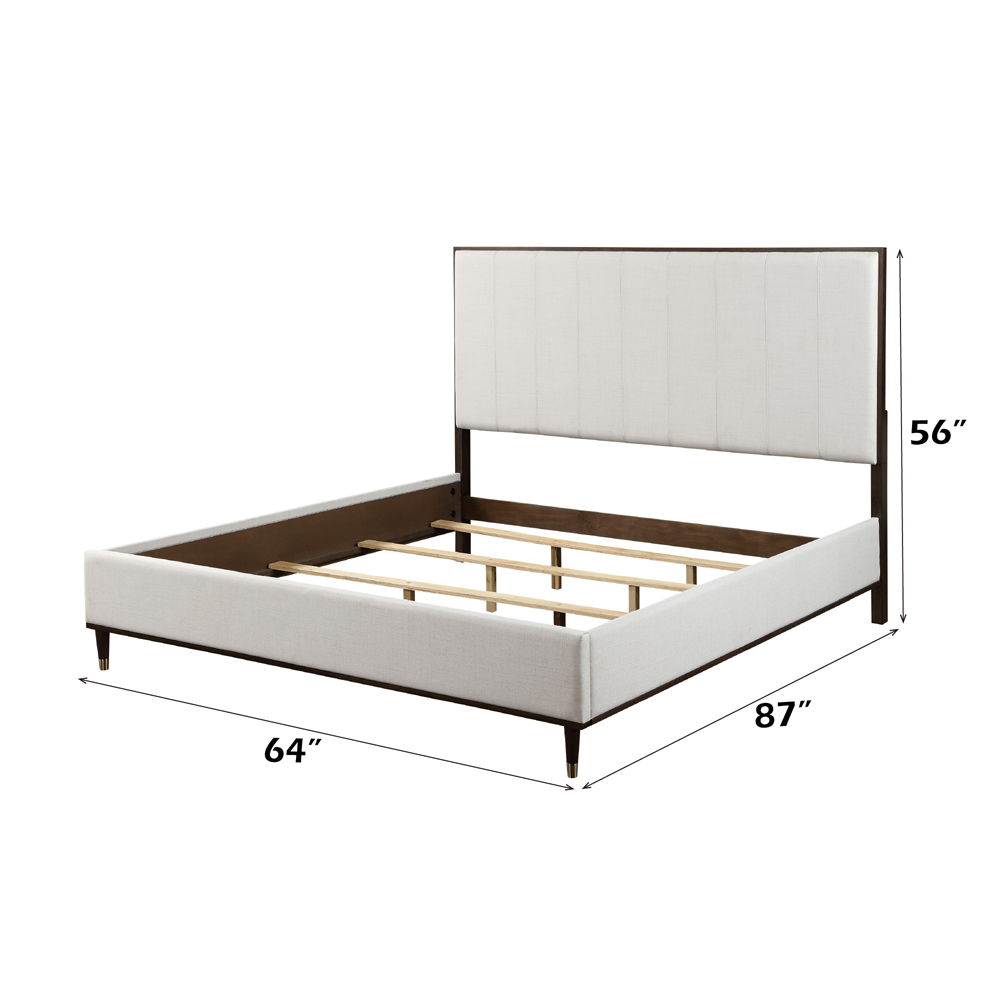 Carena - Queen Bed - Light Gray Fabric & White & Brown, white, view 7