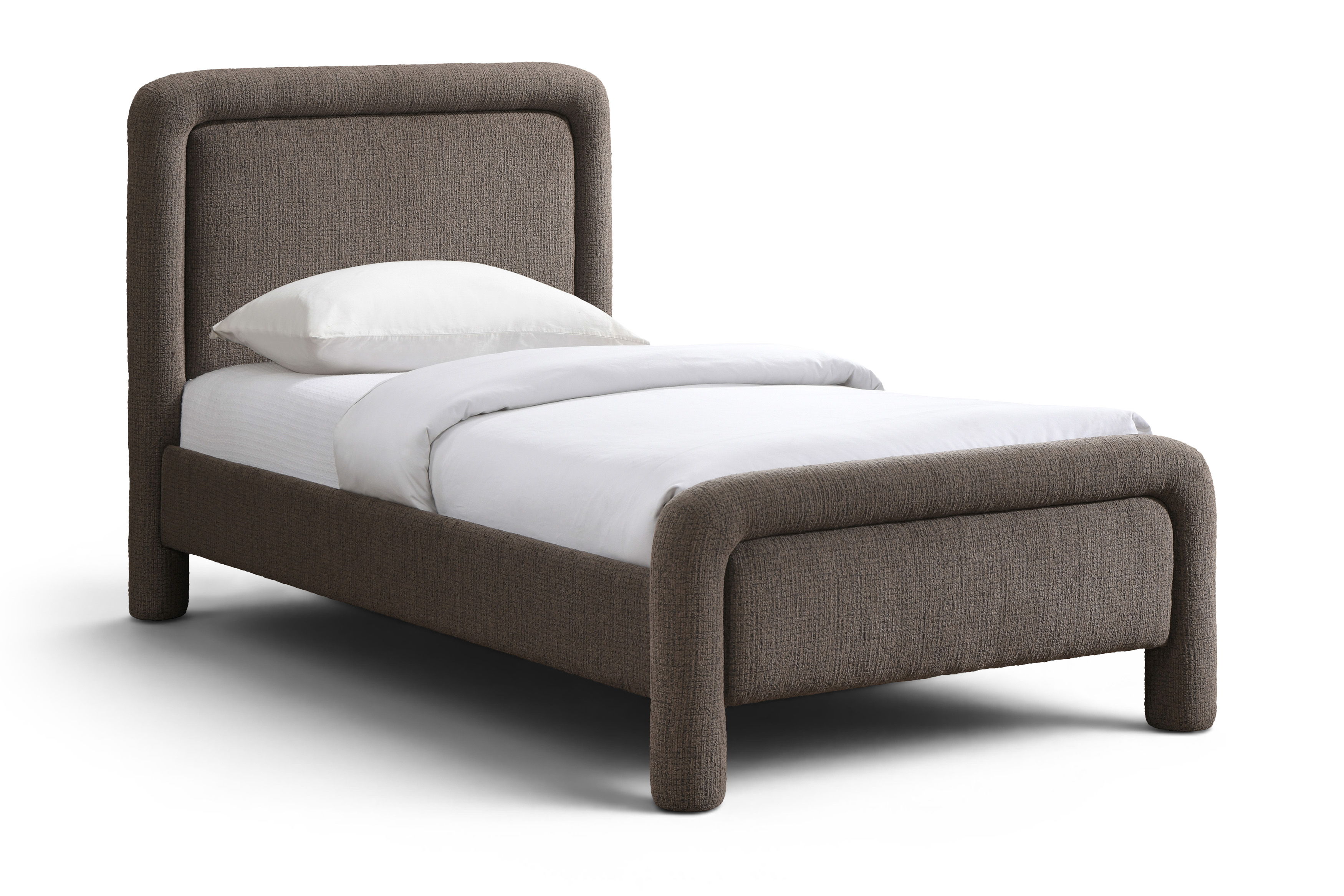 Baylor - Fabric With Interwoven Chenille Upholstered Twin Bed - Brown