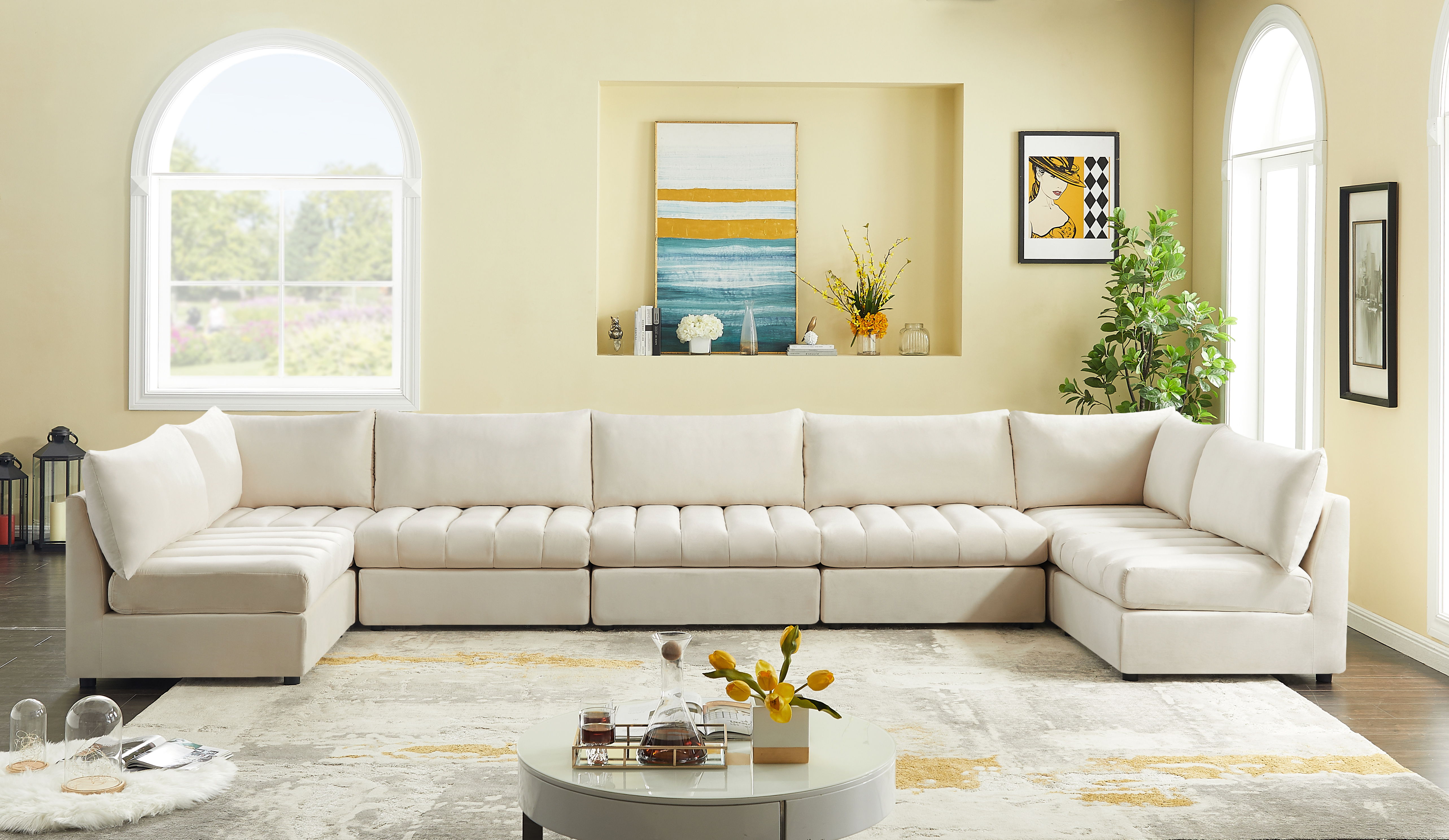 Jacob - Modular U-Shaped Sectional 7 Piece - Cream