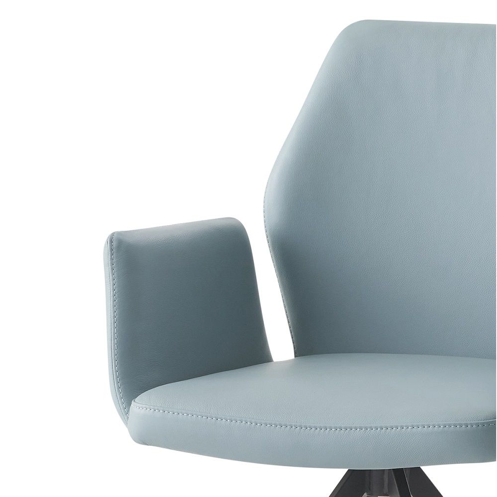 Segismunda - Arm Chair With Swivel - Light Blue Leather & Black, light blue, view 4