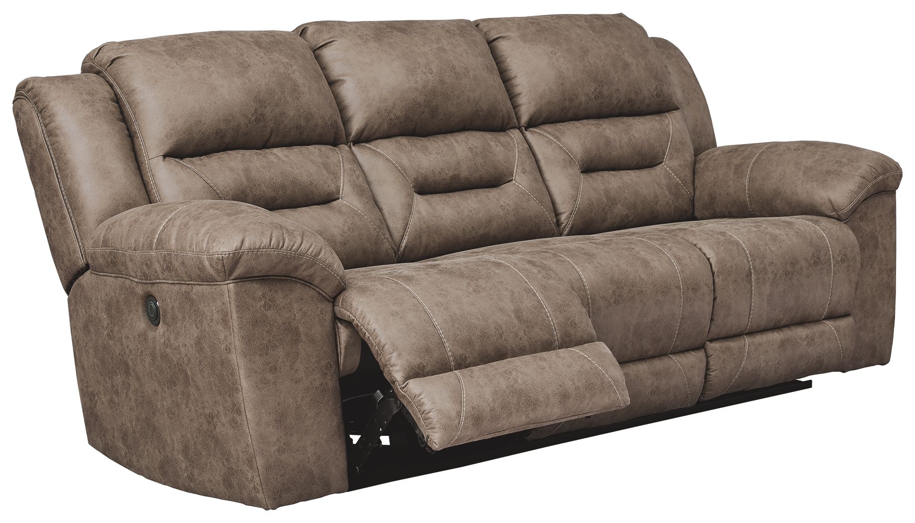 Ashley Furniture Stoneland - Reclining Power Sofa - Light Brown - Image 3