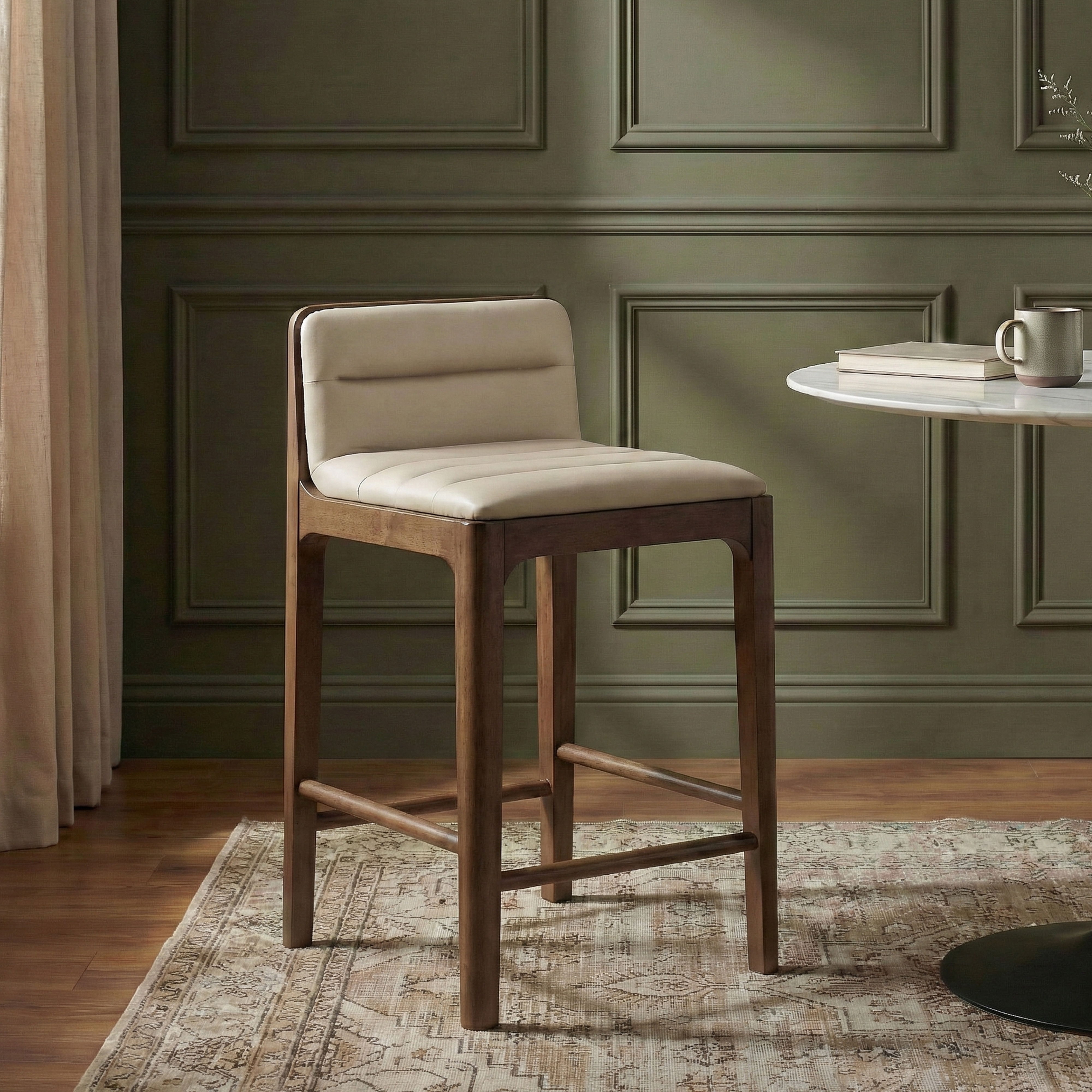 Ellis - Vegan Leather Upholstered Counter Stool (Set of 2) - Beige