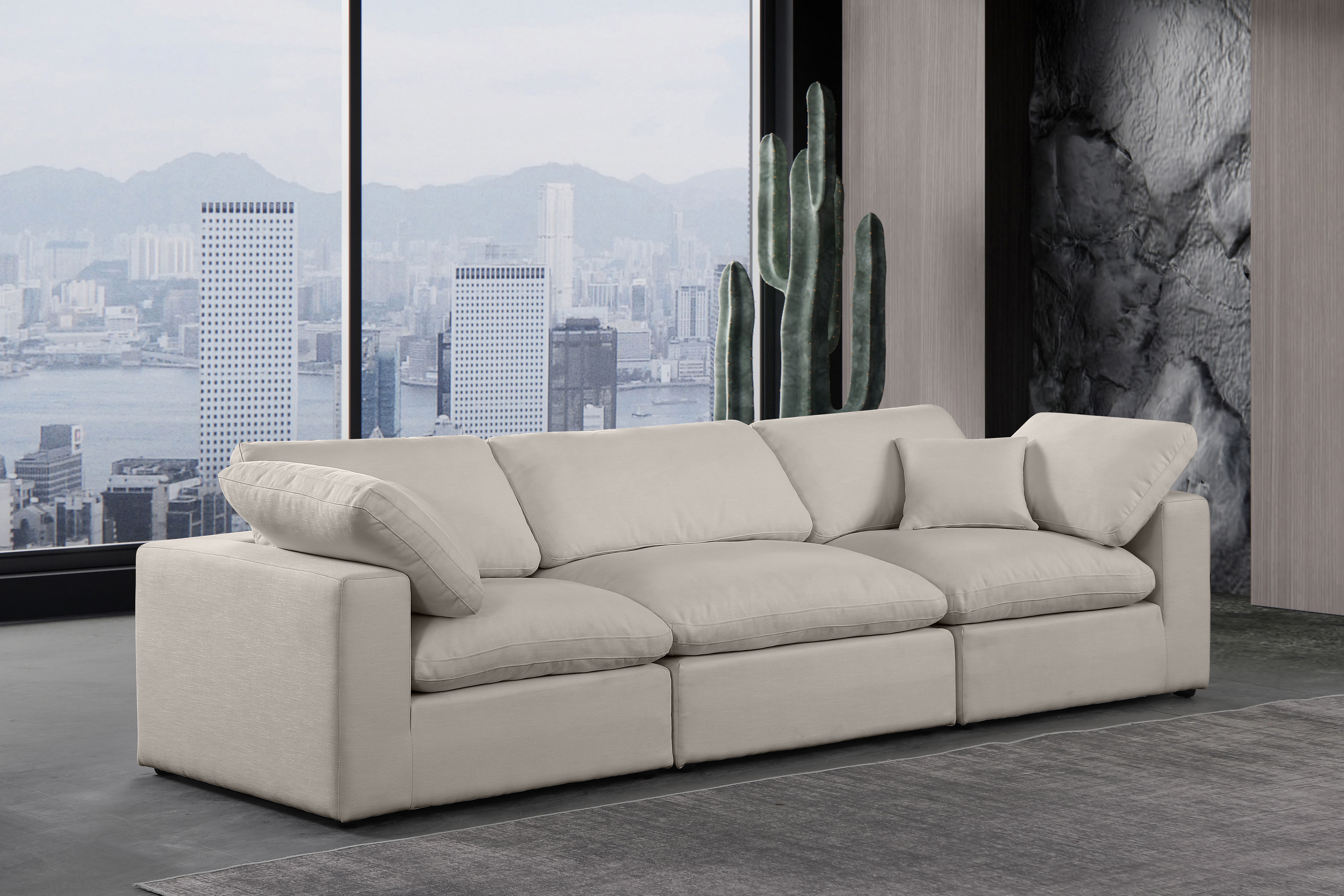 Comfy - Linen Modular Sofa 3 Pieces - Ivory