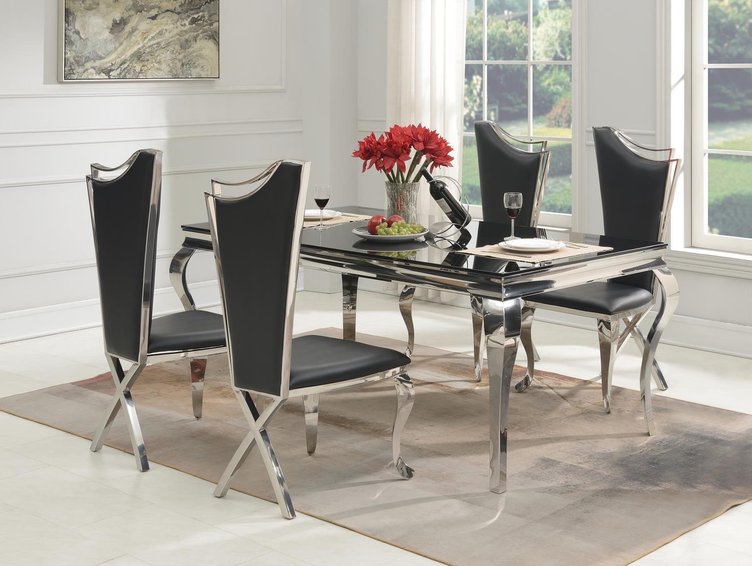 5 Pc · Glamour Table, 4 Leather Chairs