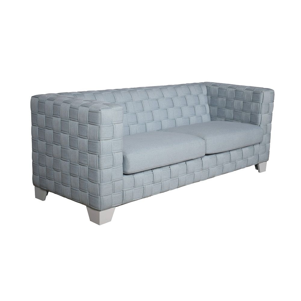 Saree - Sofa - Light Teal Chenille & White, light blue