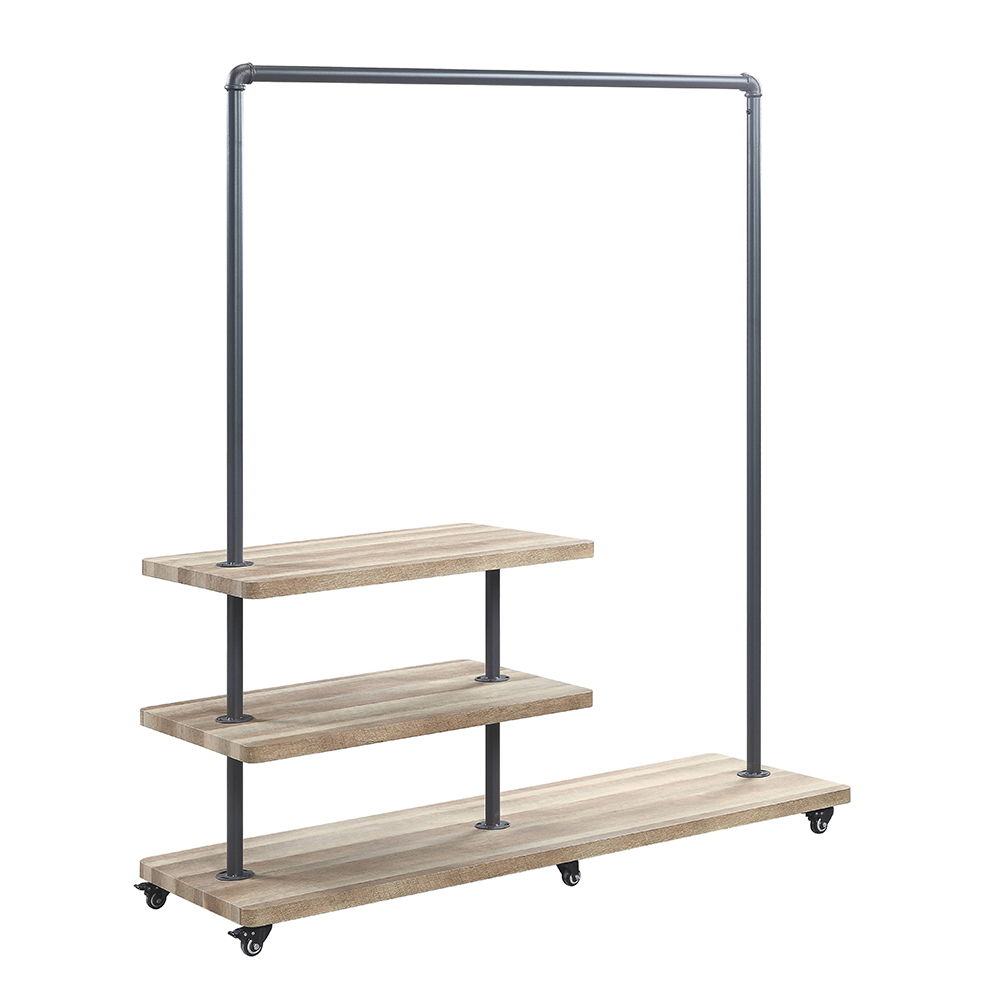 Brantley - 66" Hanger Rack - Oak & Sandy Gray, dark gray, view 2