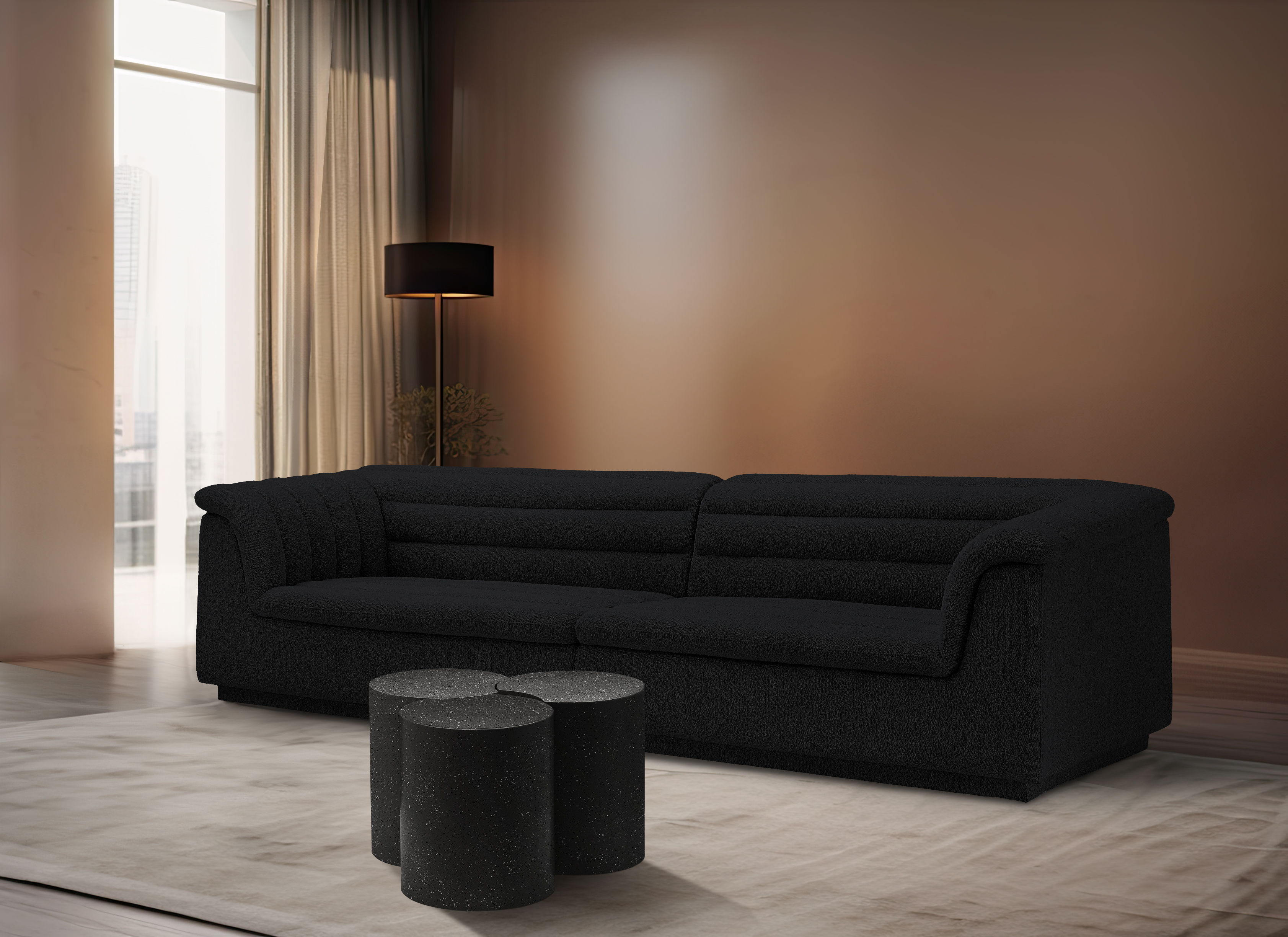 Dimple - 16" 3 Piece Modular Coffee Table - Black Terazzo