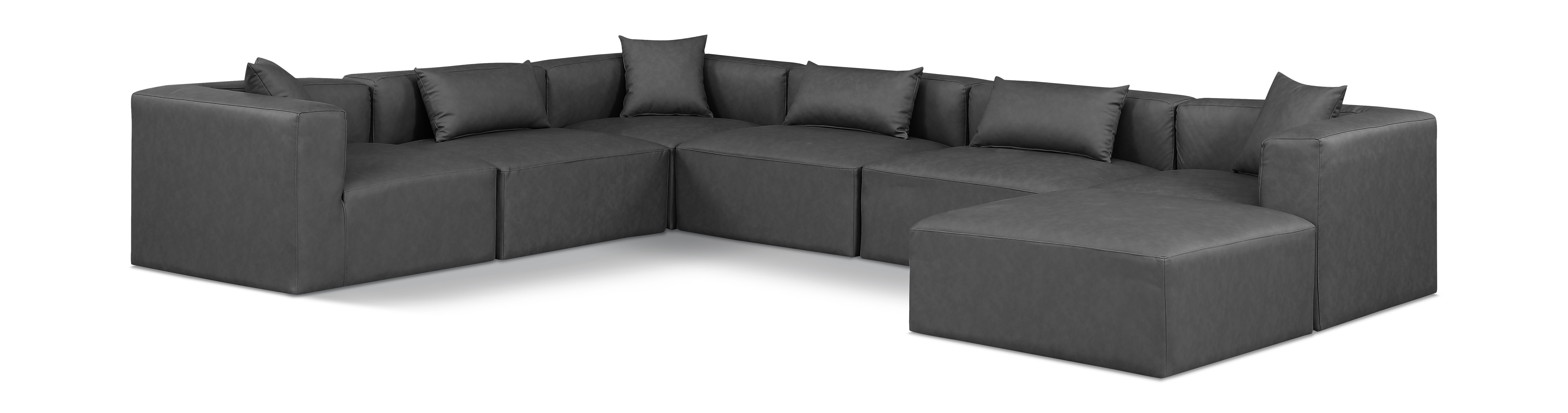 Cube - 7 Piece Modular Sectional - Charcoal Gray