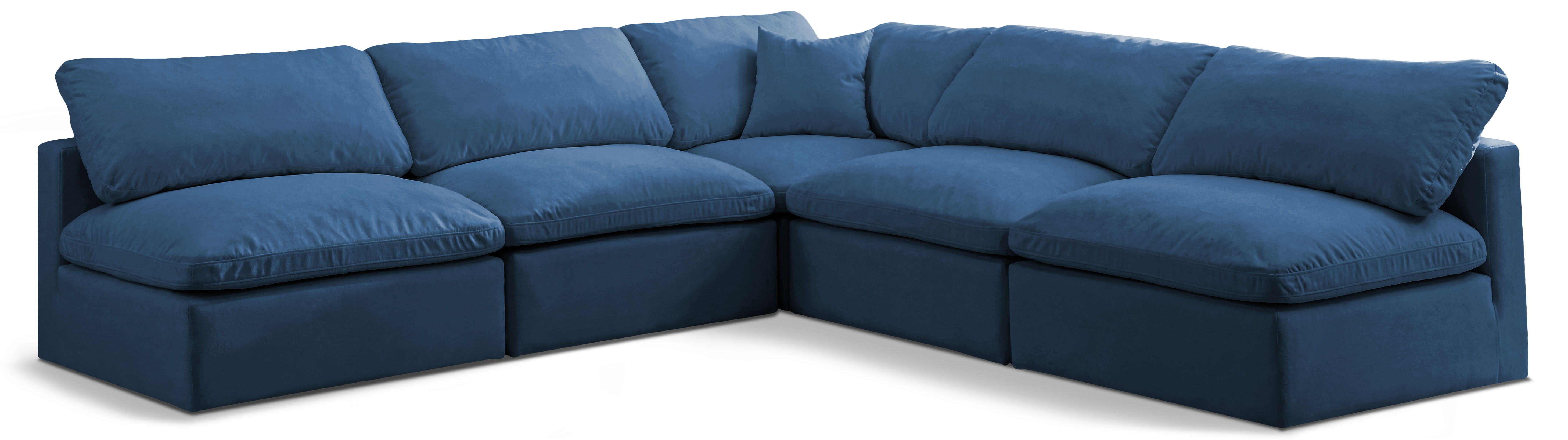 Plush - 5 Piece Modular Corner Armless Sectional - Navy