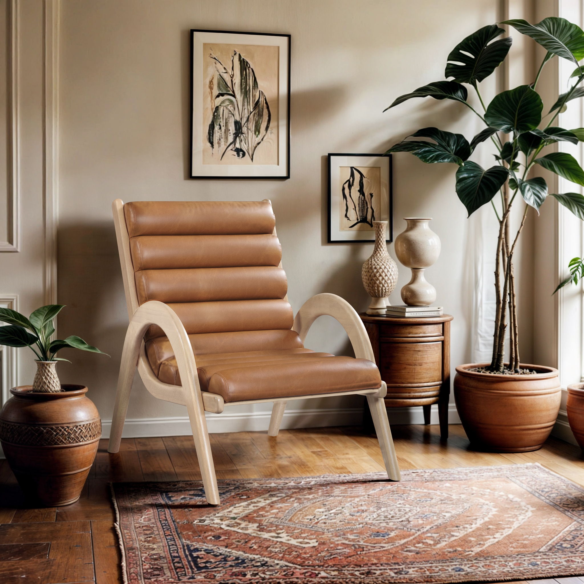 Randal - Upholstered Accent Chair - Cognac