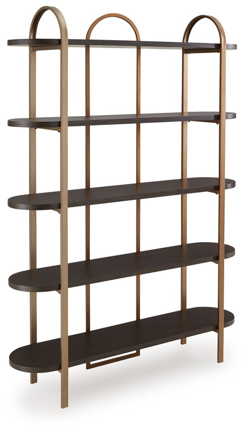 Brentmour - Bookcase - Brown / Gold Finish, dark brown