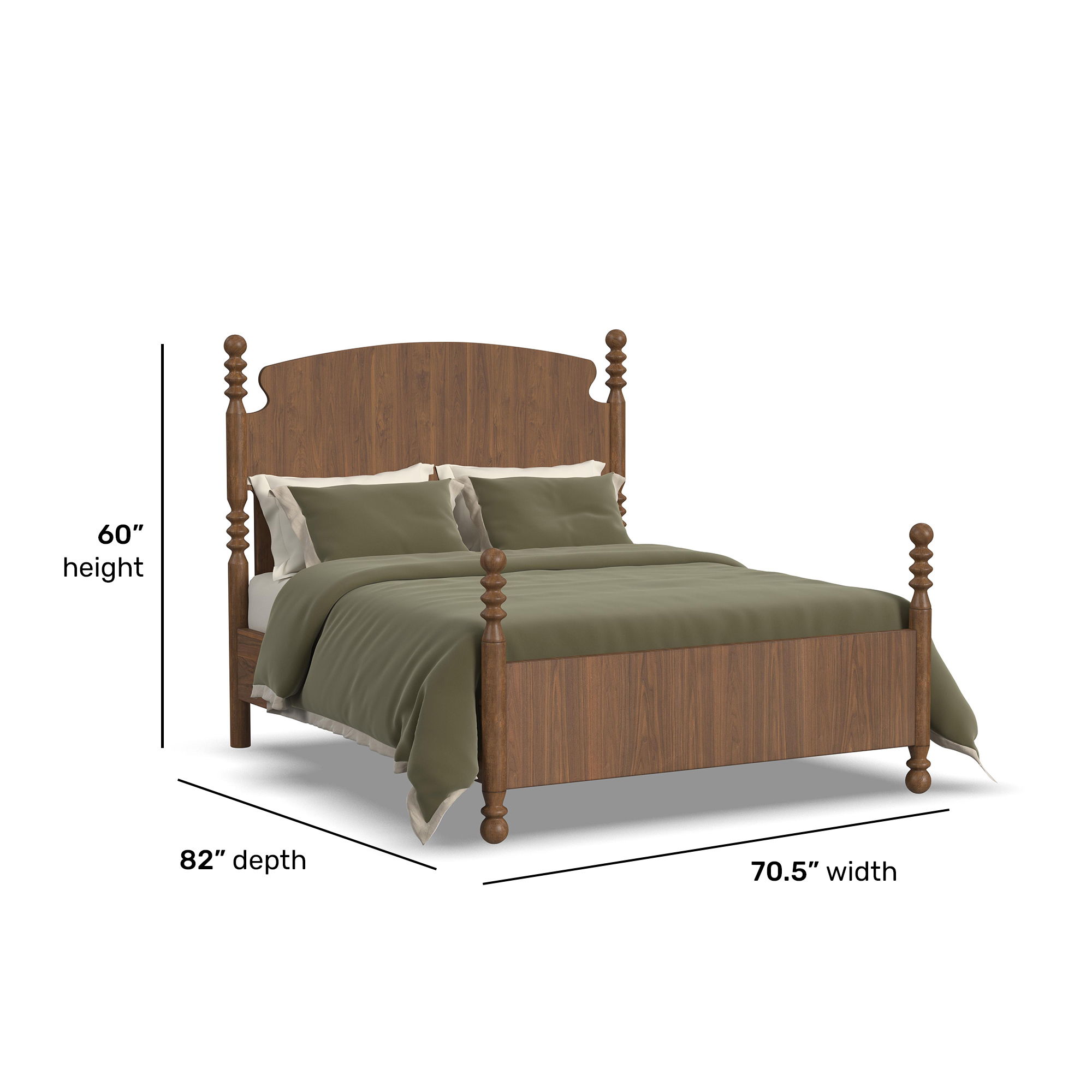 Azalea - Queen Panel Bed - Walnut, dark brown, view 5