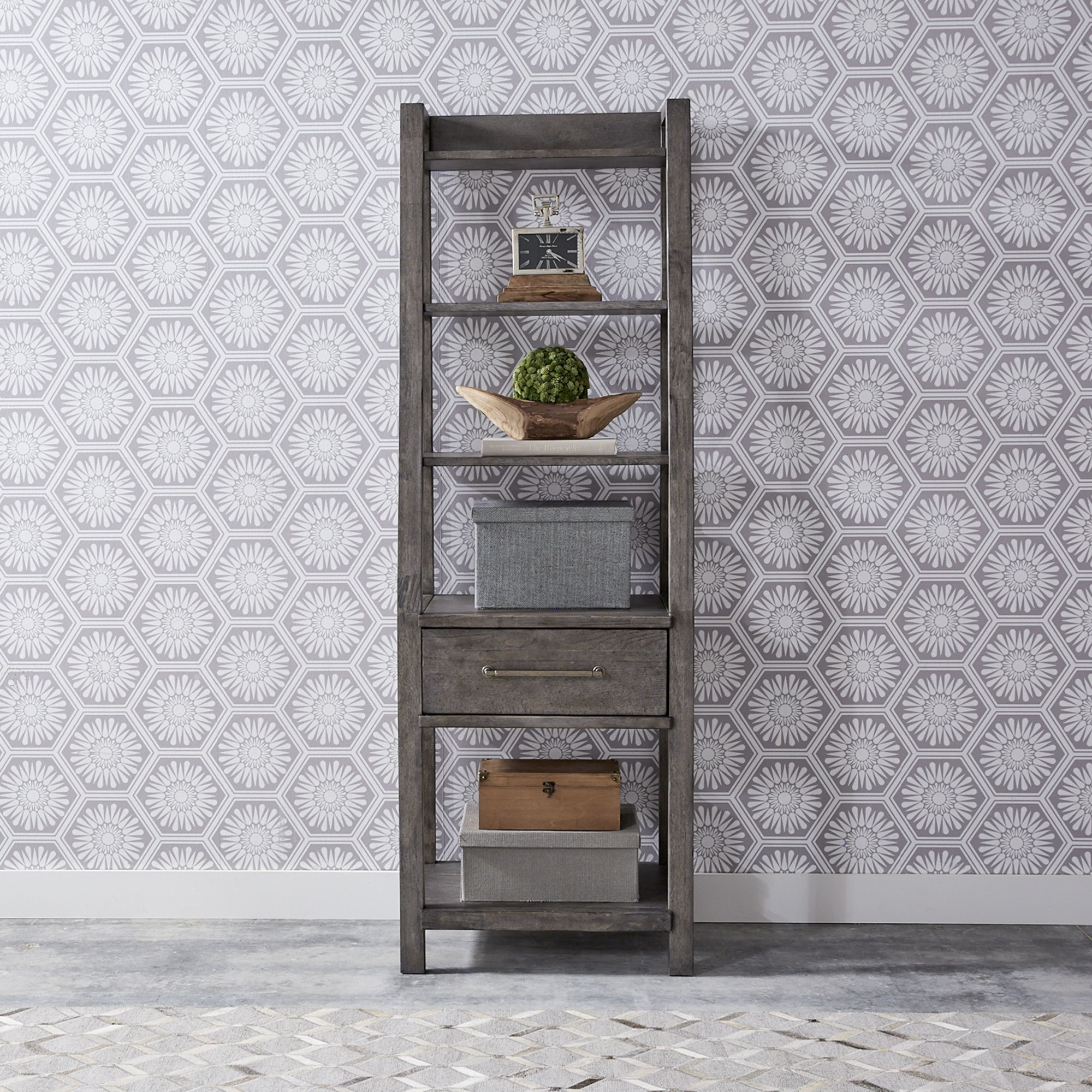 Liberty Furniture Modern Farmhouse - Leaning Bookcase - Gray