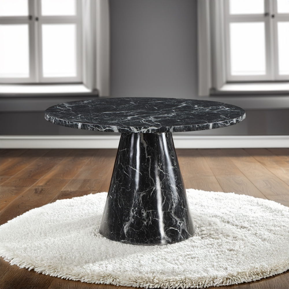 Hollis - Dining Table With Engineered Stone Top - Engineered Stone, black, view 8