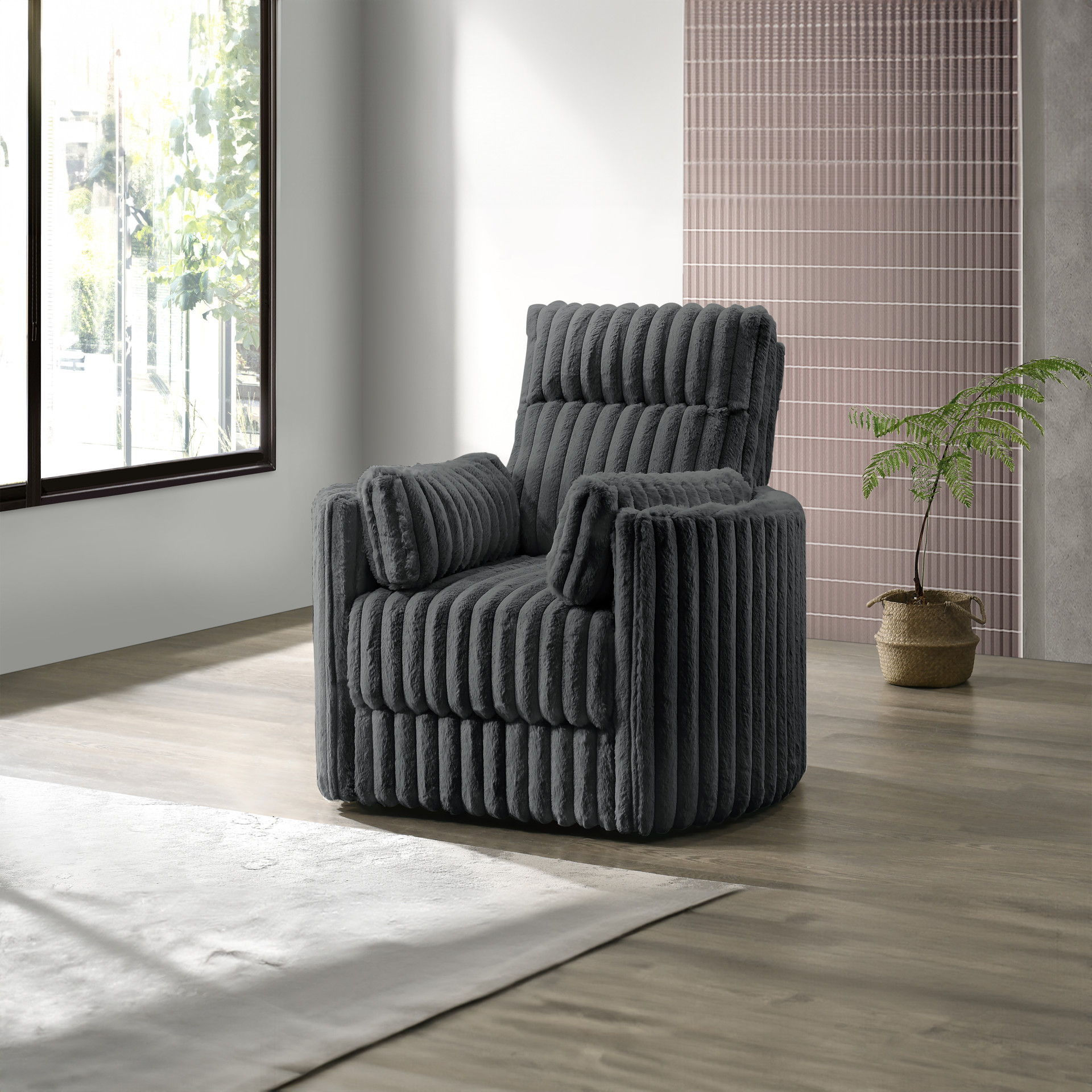 Embrace - Swivel Accent Chair - Charcoal, dark gray, view 7