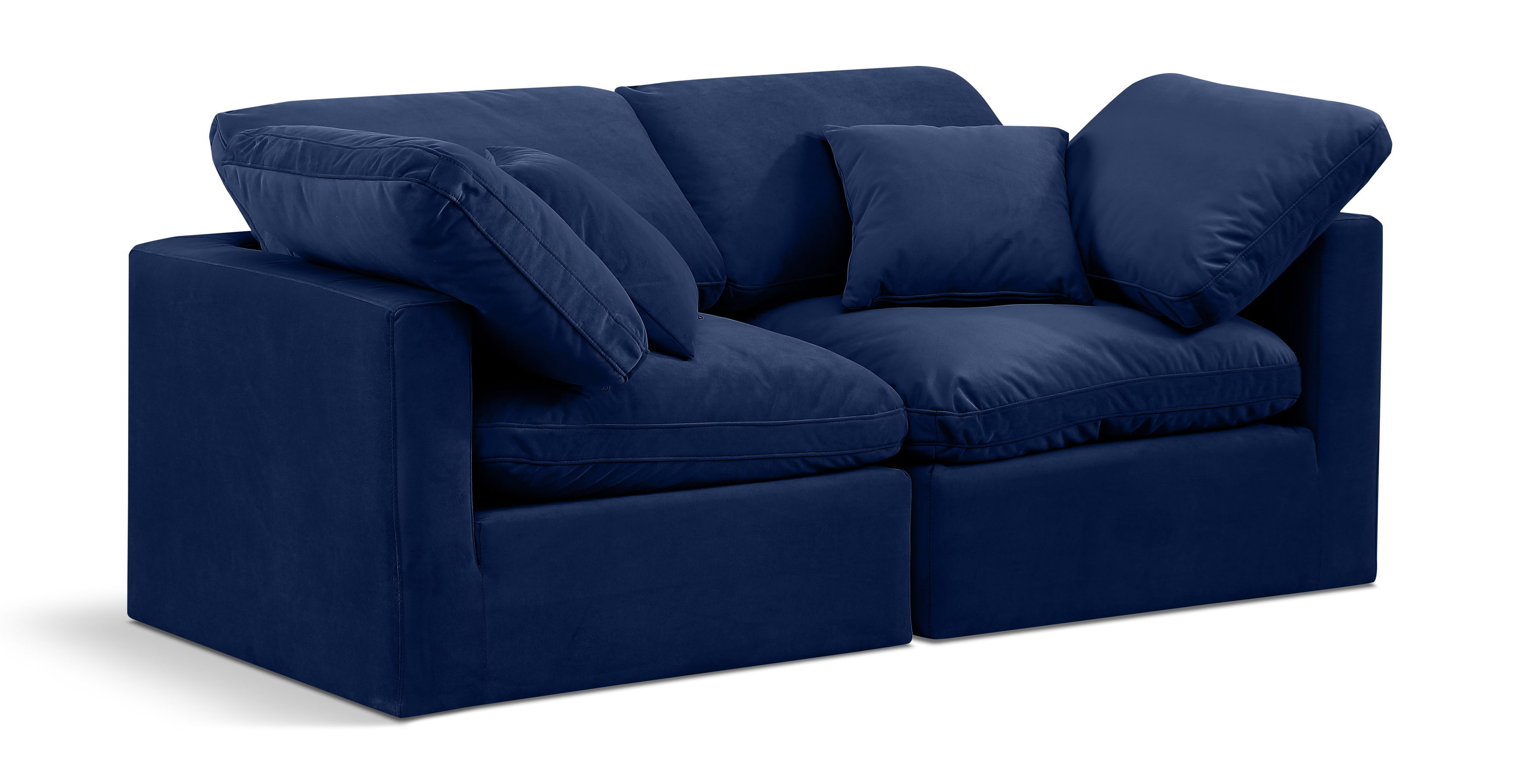 Indulge - Velvet 2 Seat Modular Sofa - Blue