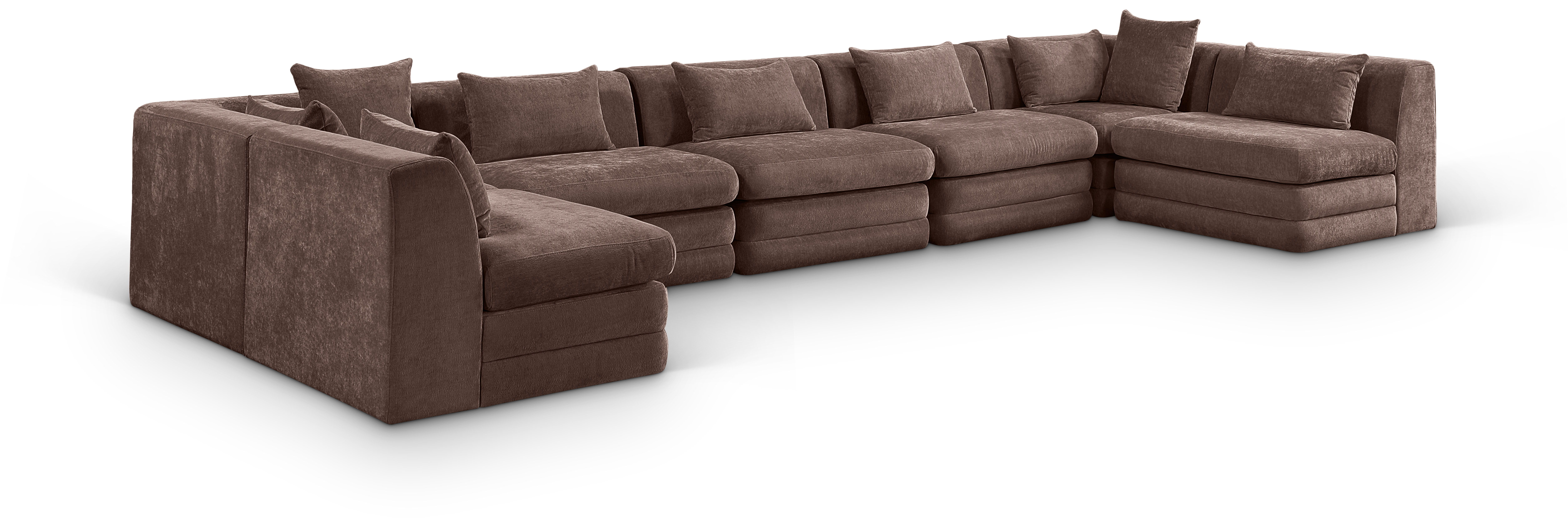7 Pc · Chenille Fabric 190" Upholstered Modular Sectional