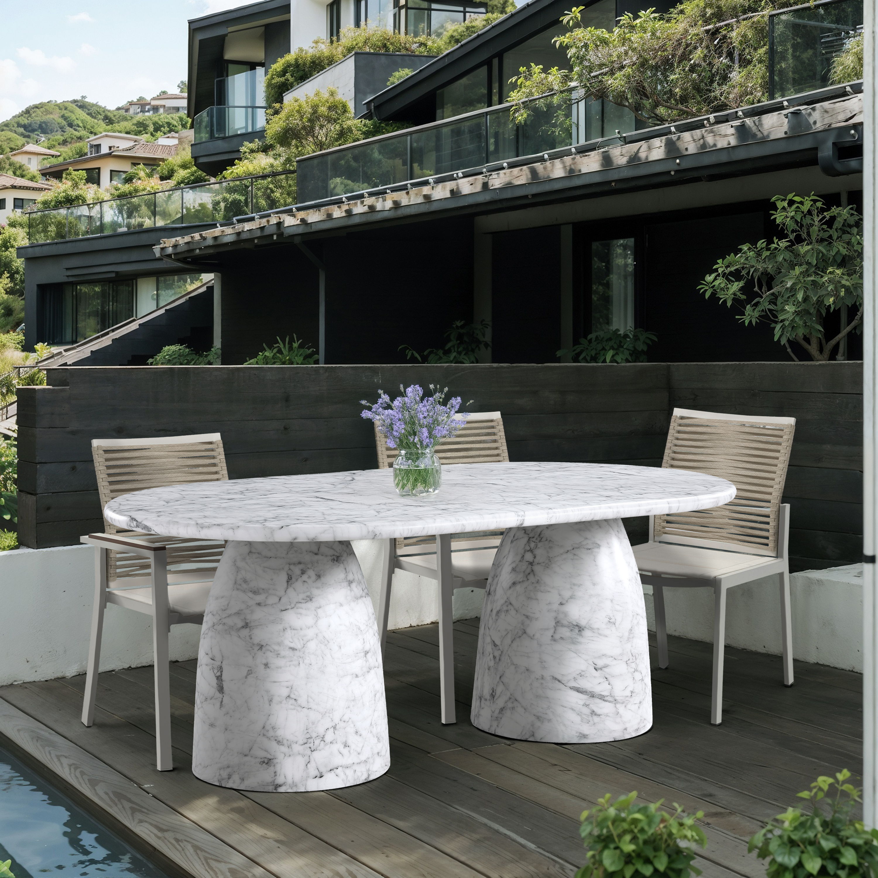 Cosenza - 78" Marble Finish Concrete Dining Table - White
