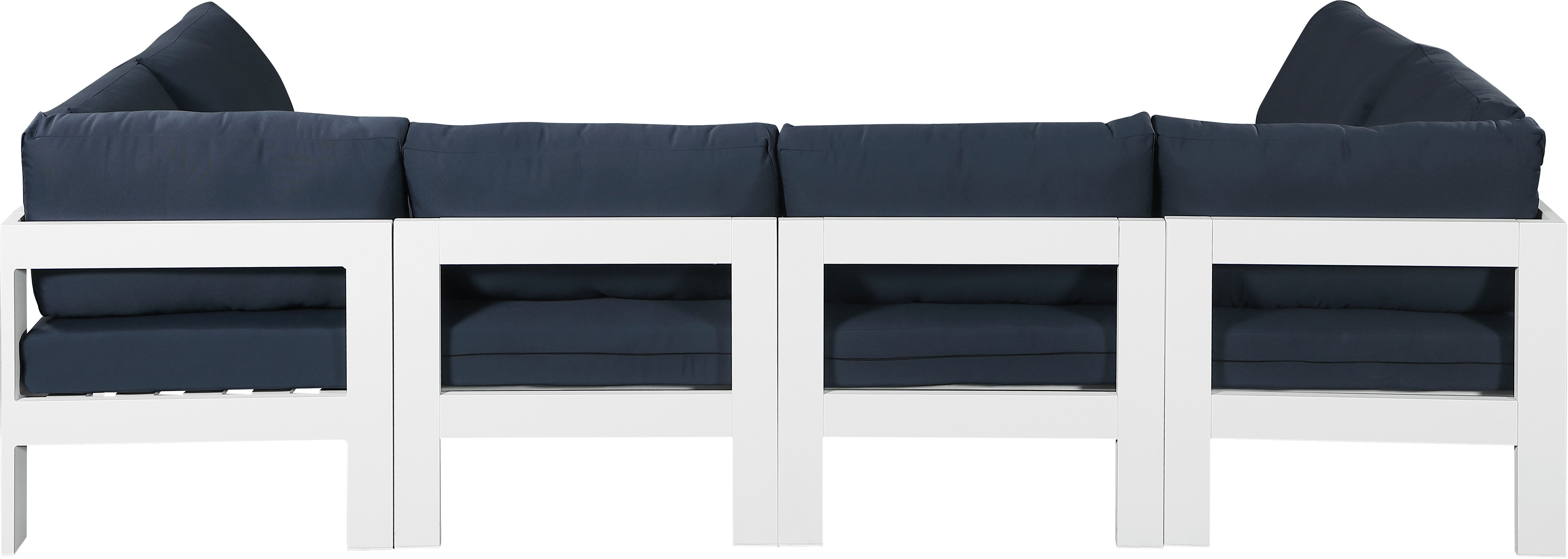 Nizuc - Outdoor Patio 6 Piece Modular U-Shaped Sectional With White Frame - Navy