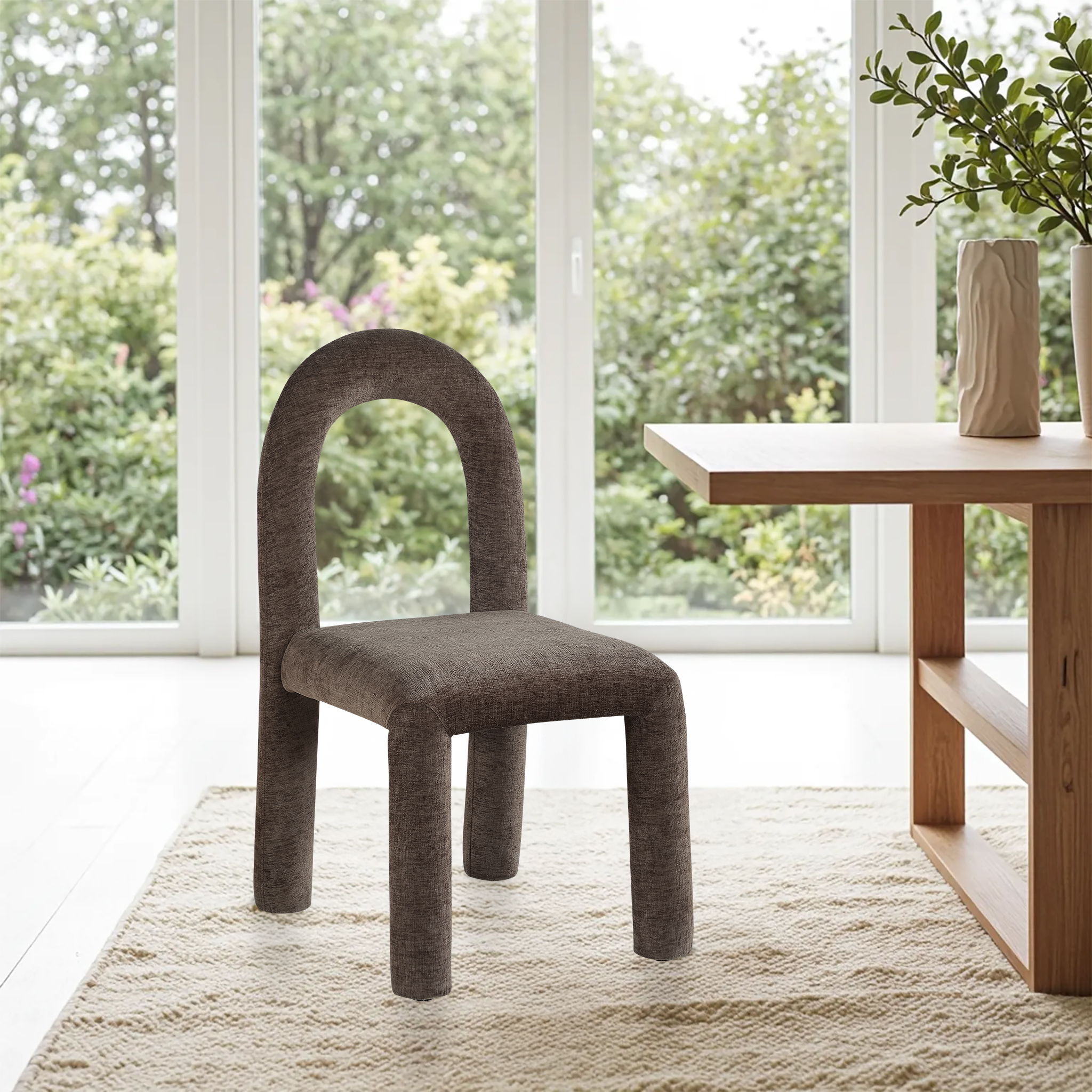 Amari - Chenille Fabric Dining Chair (Set of 2) - Brown