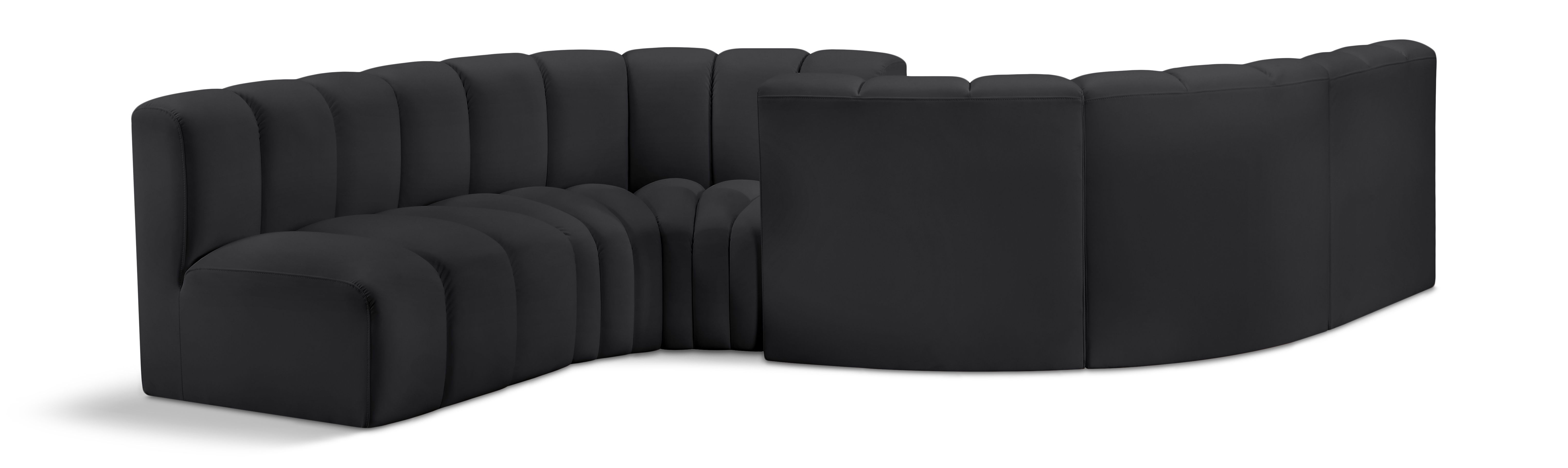 Arc - Faux Leather 6 Piece Modular Sofa - Black